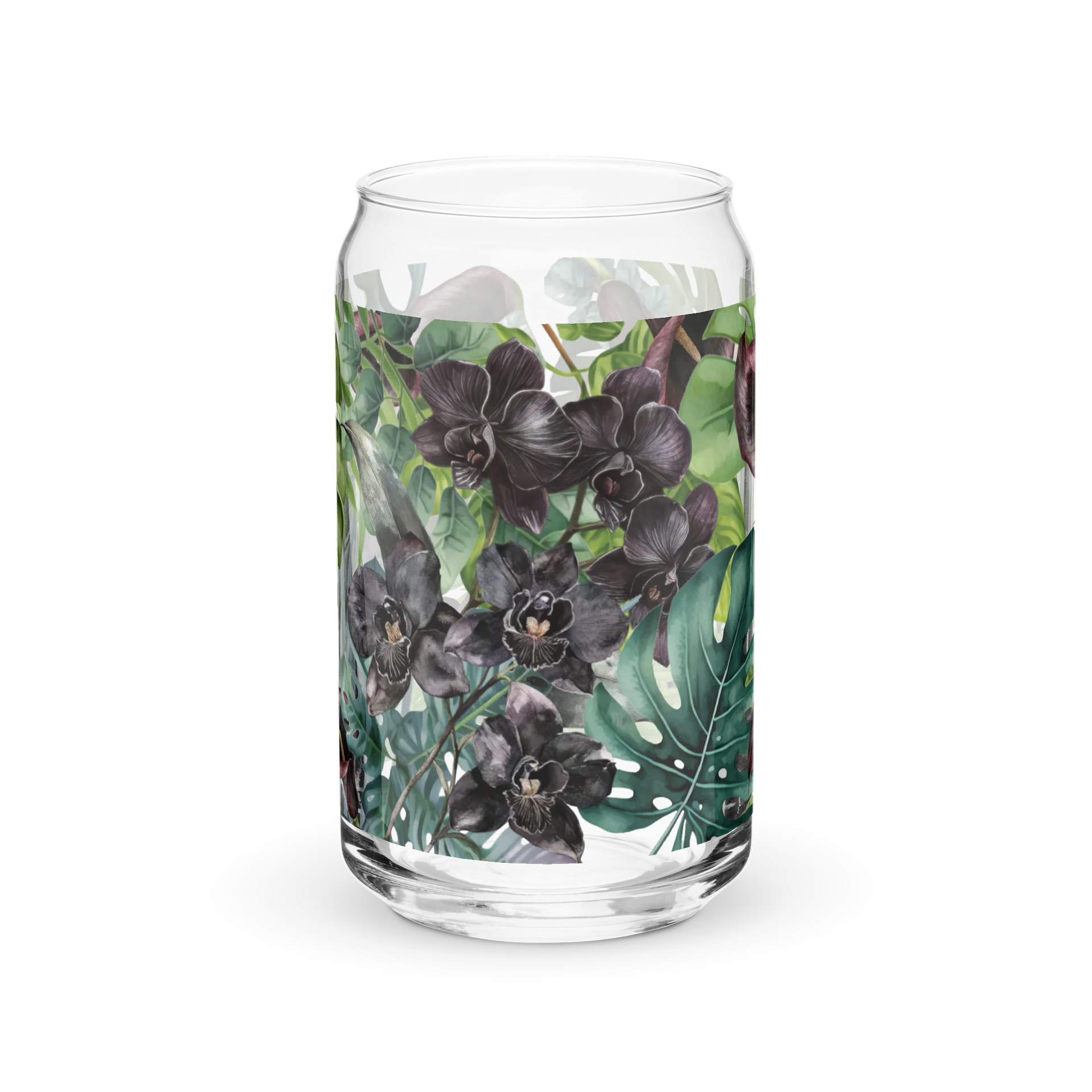 Midnight Forest Glass Sipper | Dark Botanical Floral Glass Can product image (2)