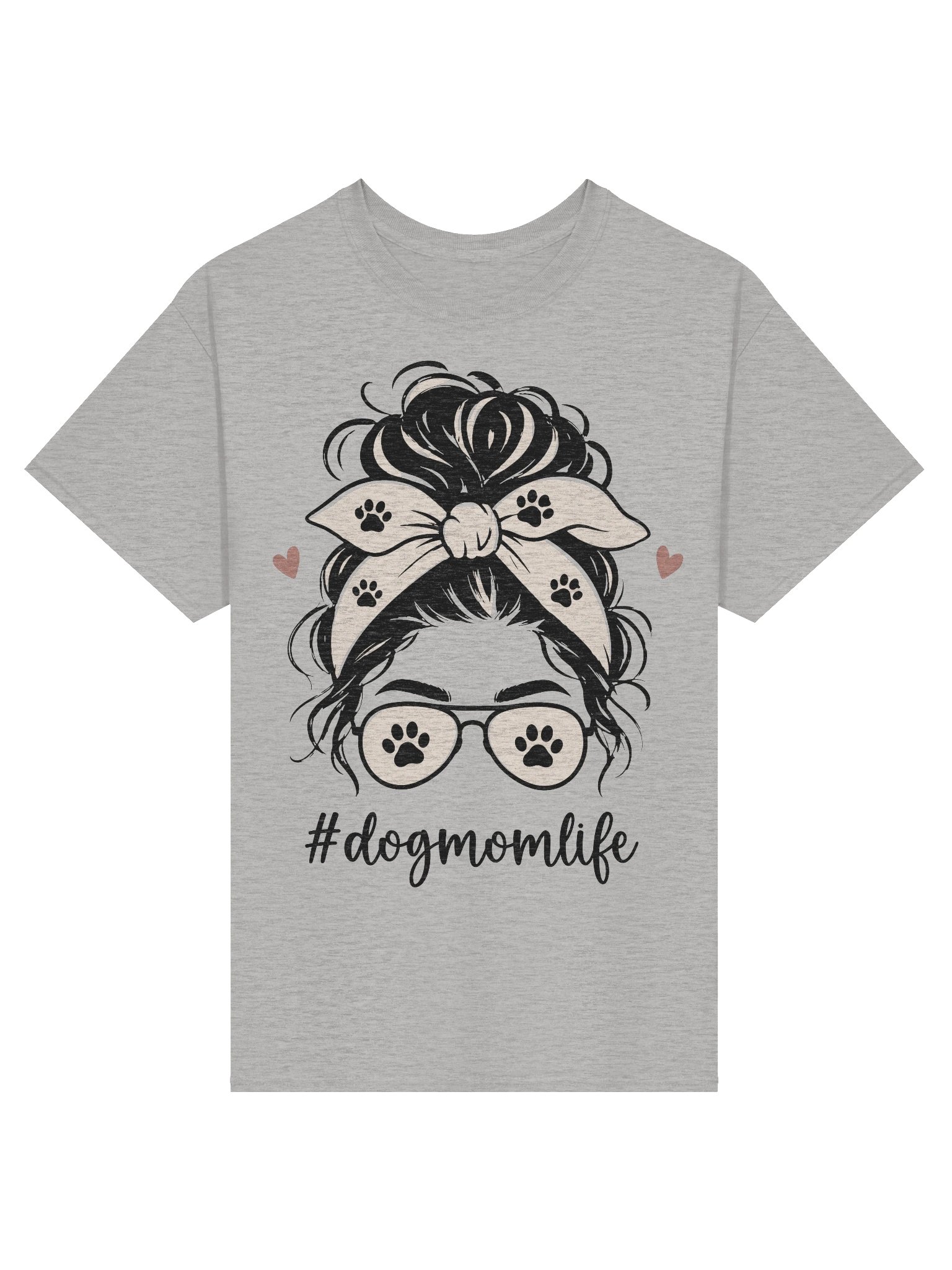 Dog Mom Messy Bun Paw Print Lover T-Shirt product image (1)