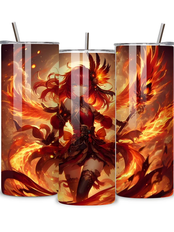 Elemental Anime Girl 20oz Skinny Tumblers with Metal Straws – Fire, Water, Earth, and Wind Designs – Double-Walled Insulated Stainless Steel Tumbler, Gift for Anime Fans and Nature Lovers (Fire) product image (2)