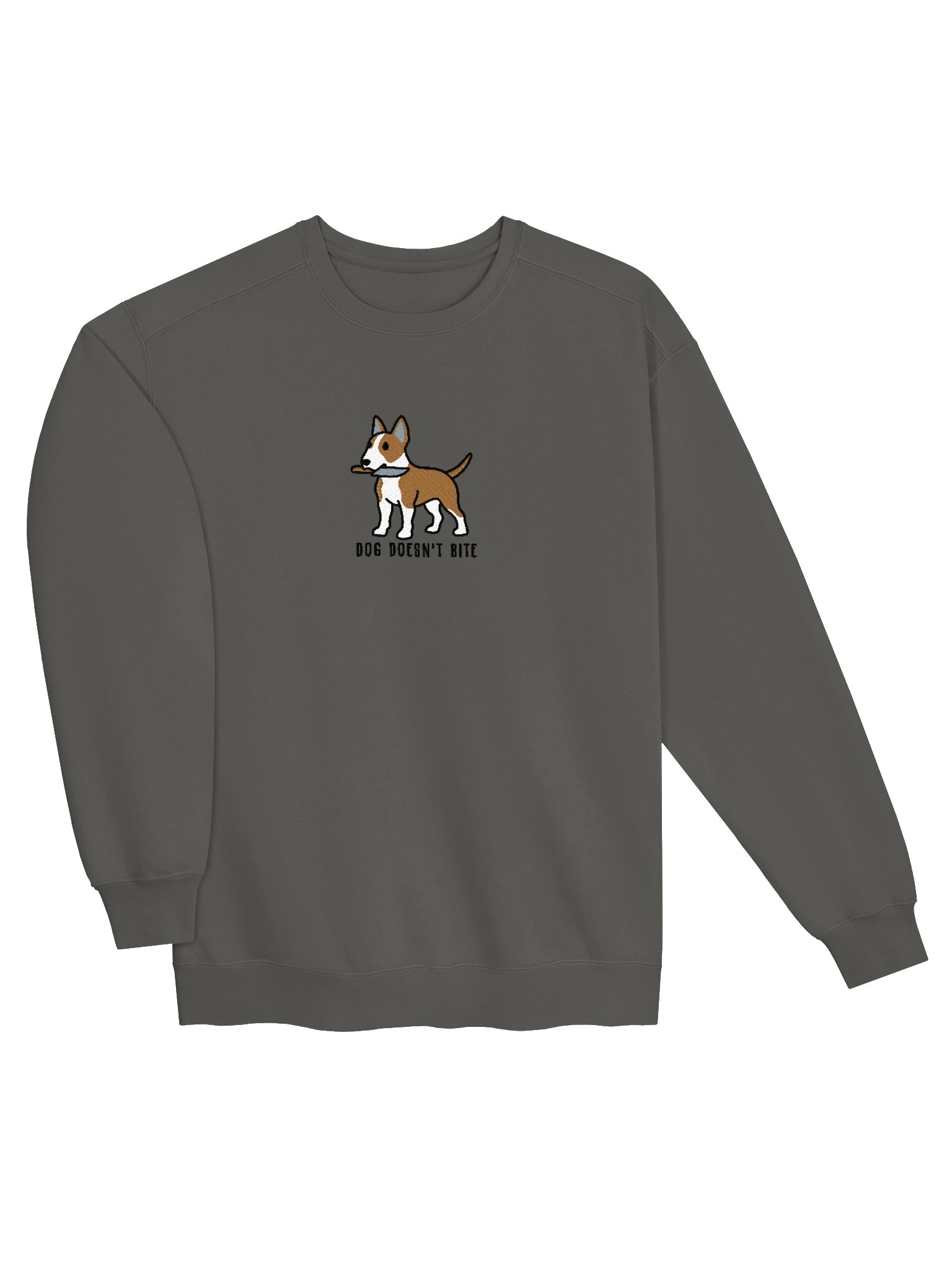 Dog Doesn't Bite Funny Chibi-Style Embroidered Premium Sweatshirt for English Bull Terrier(Tan) Owners product image (15)