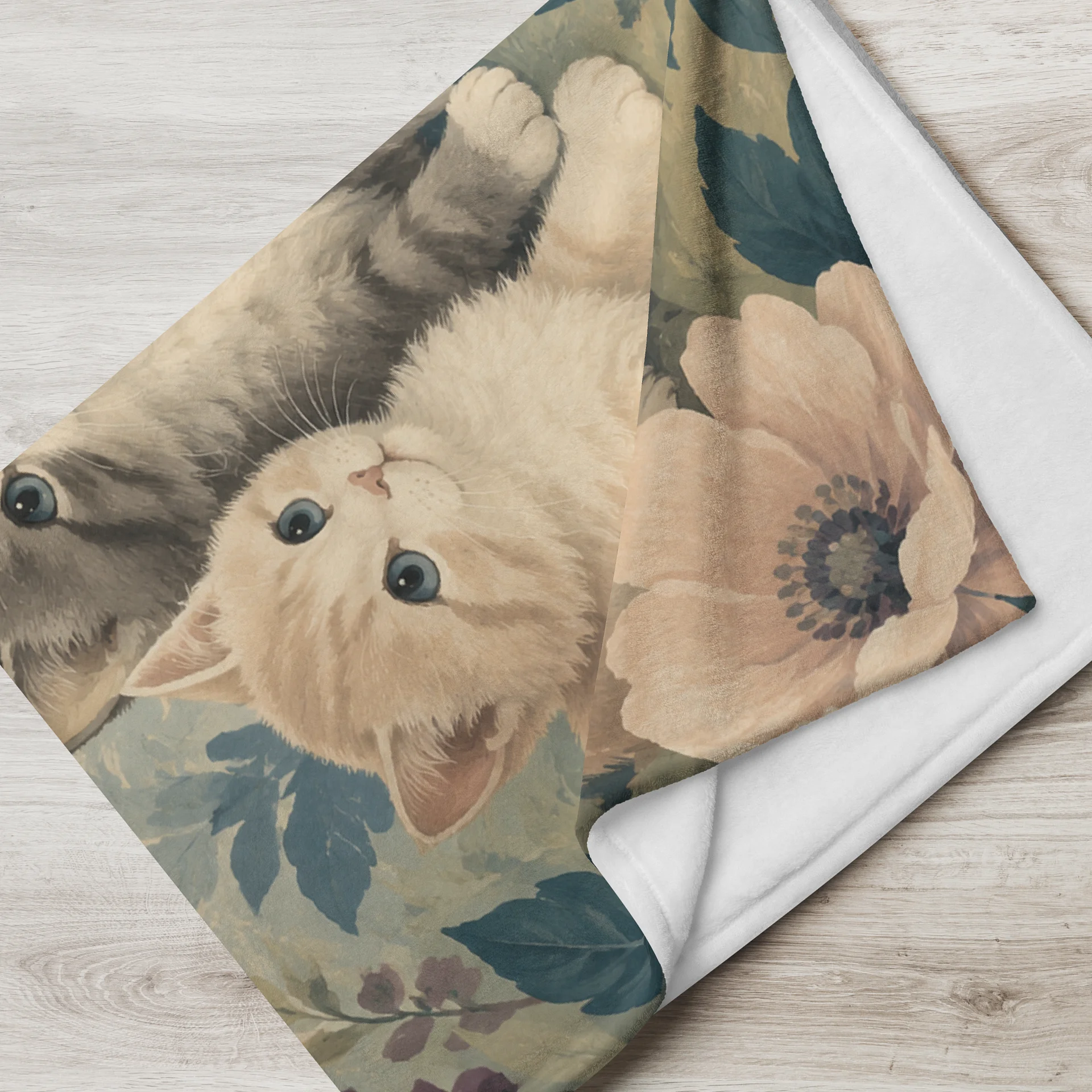 Garden Whiskers — Kitten & Songbird Plush Blanket product image (2)