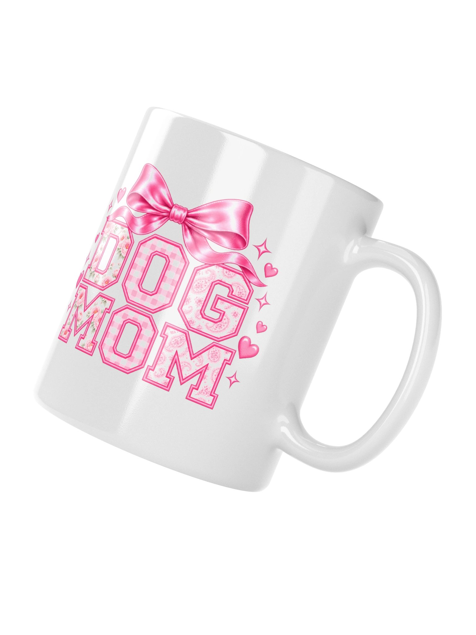 Coquette Dog Mom Mug | Pink Bow Floral Varsity Dog Mom Cup product image (6)
