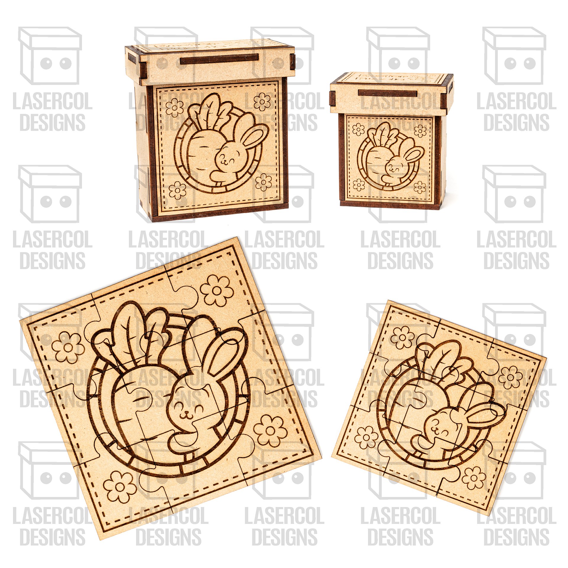 Easter Bunny Puzzle Bundle (Set 1-2-3-4) - Laser Cut Files product image (2)