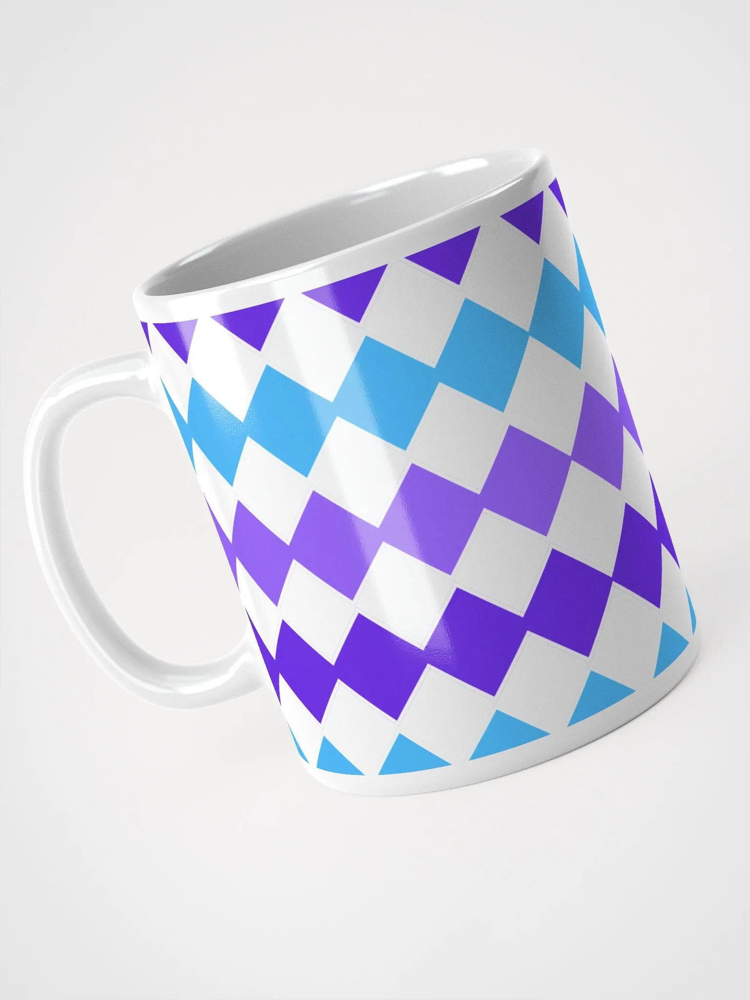 Blue And Purple Diamond Patten White Mug product image (8)