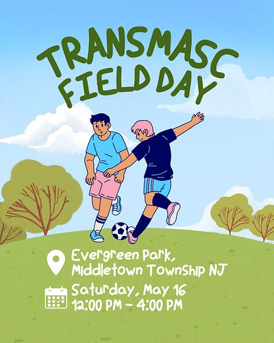 My friend Ash and I are hosting a Transmasc Field Day next weekend!

If ur transmasc and in the area, RSVP at the link in my ...