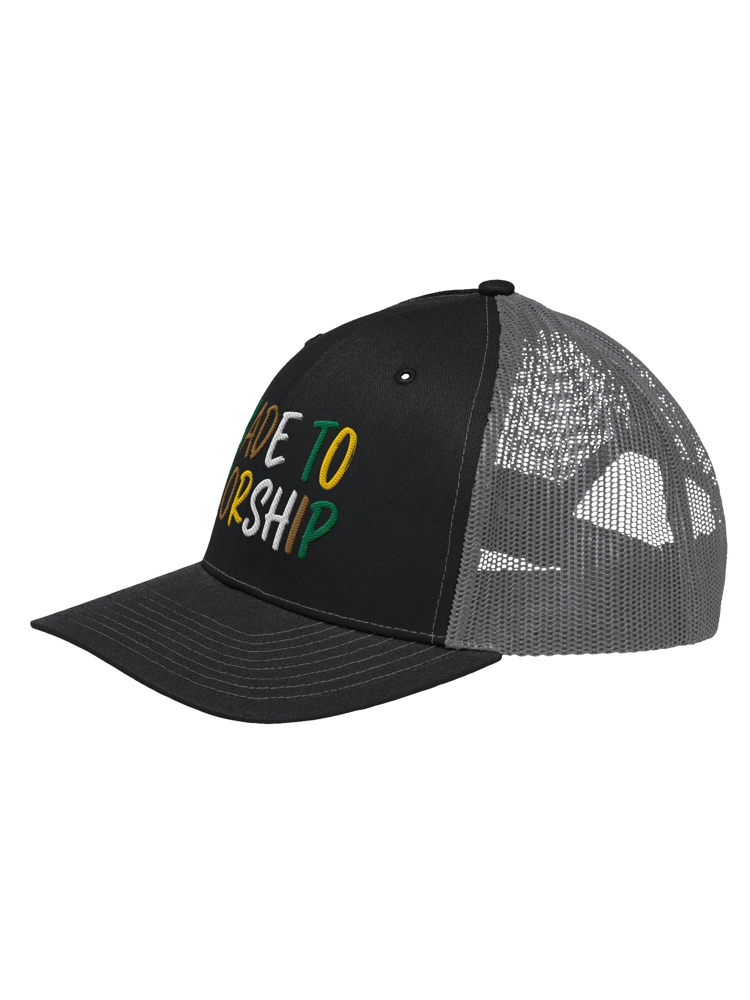 Made to Worship is Where ever you want to. This Prmenium Embroderied Trucker Hat is going to make you feel a hole nother-level product image (11)