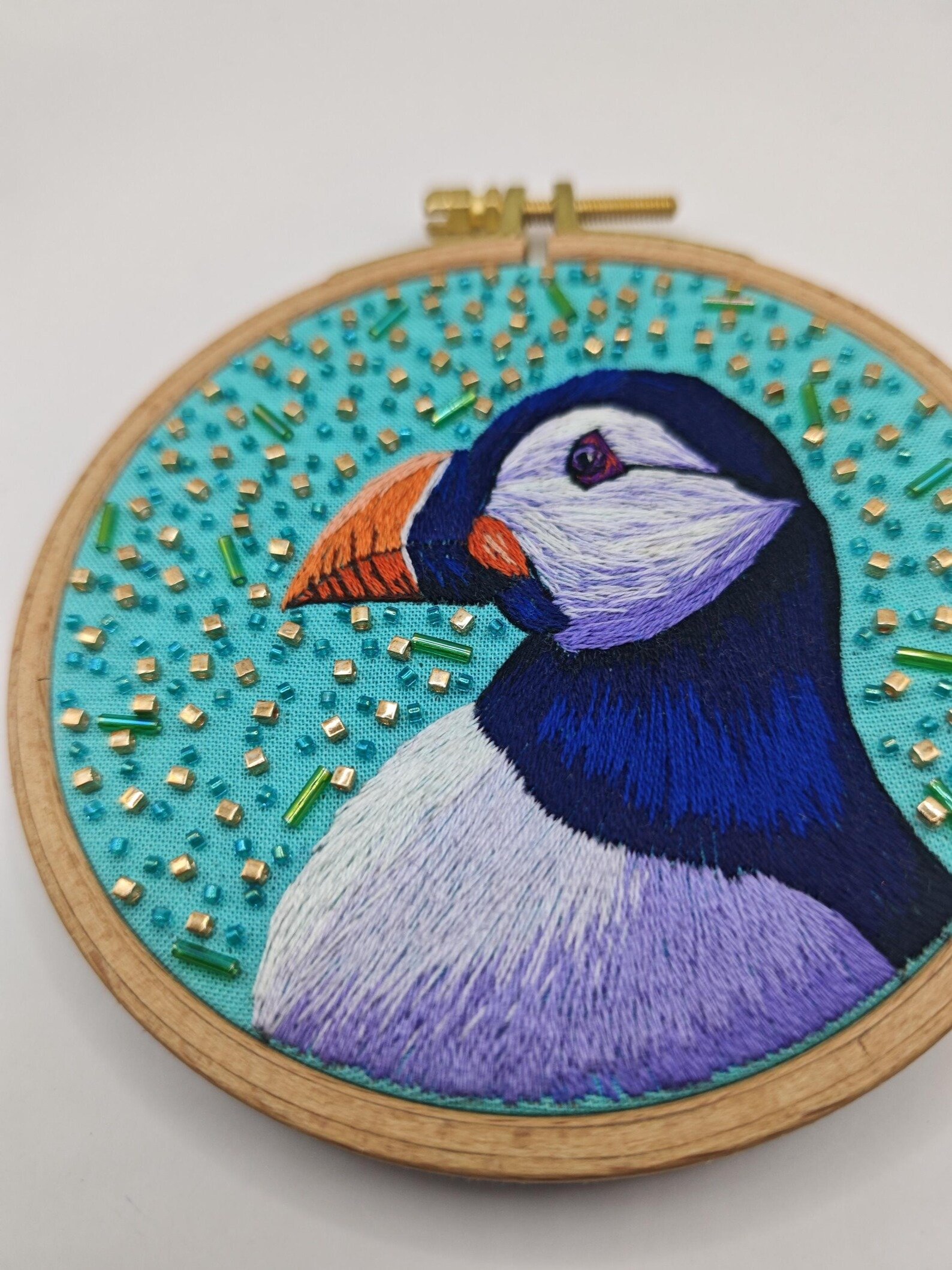 Puffin Hand Embroidery Pattern: Realistic Nautical Bird Thread Painting (PDF Digital Tutorial) product image (6)