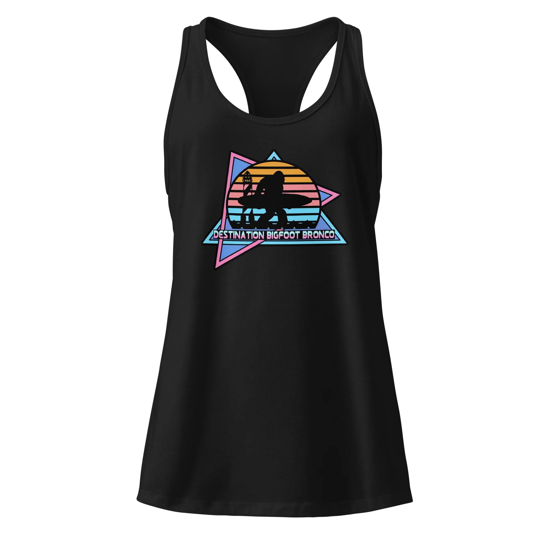 Destination Bigfoot Bronco Retro-Inspired Next Level Women's Racerback Tank Top (Multi Color Options) product image (1)