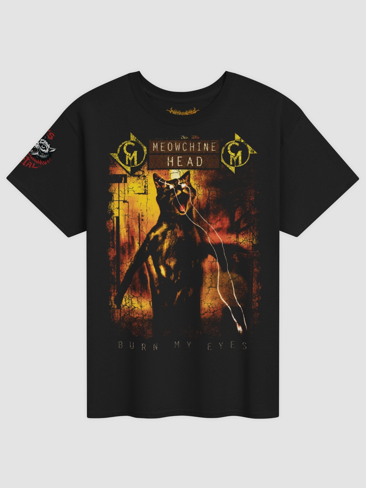 Meowchine Head "Burn My Eyes" Tee — Machine Head Parody Merch product image (1)