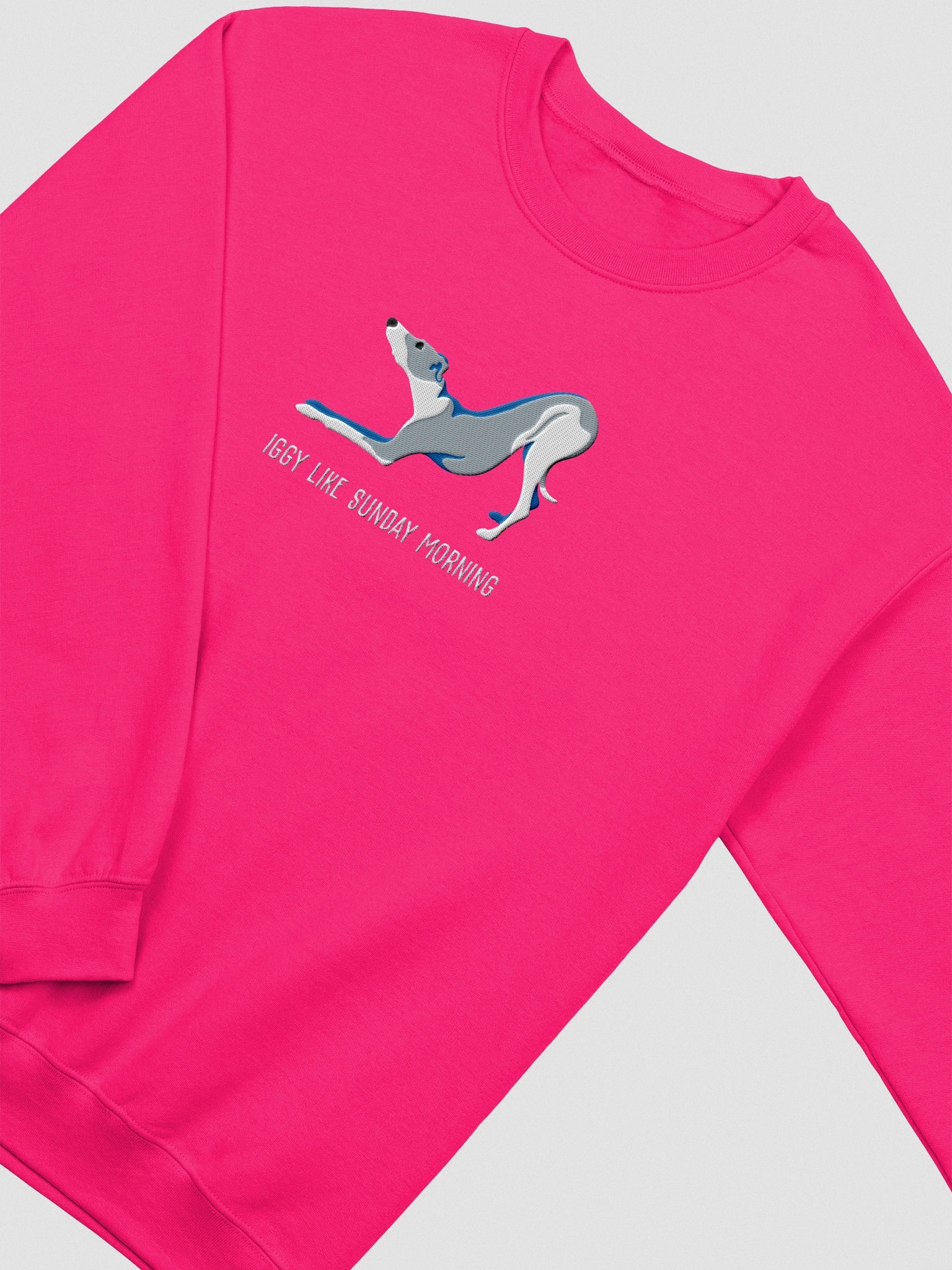 Iggy Like Sunday Morning Sweatshirt (Embroidered) of an Italian Greyhound(Blue & White) product image (6)