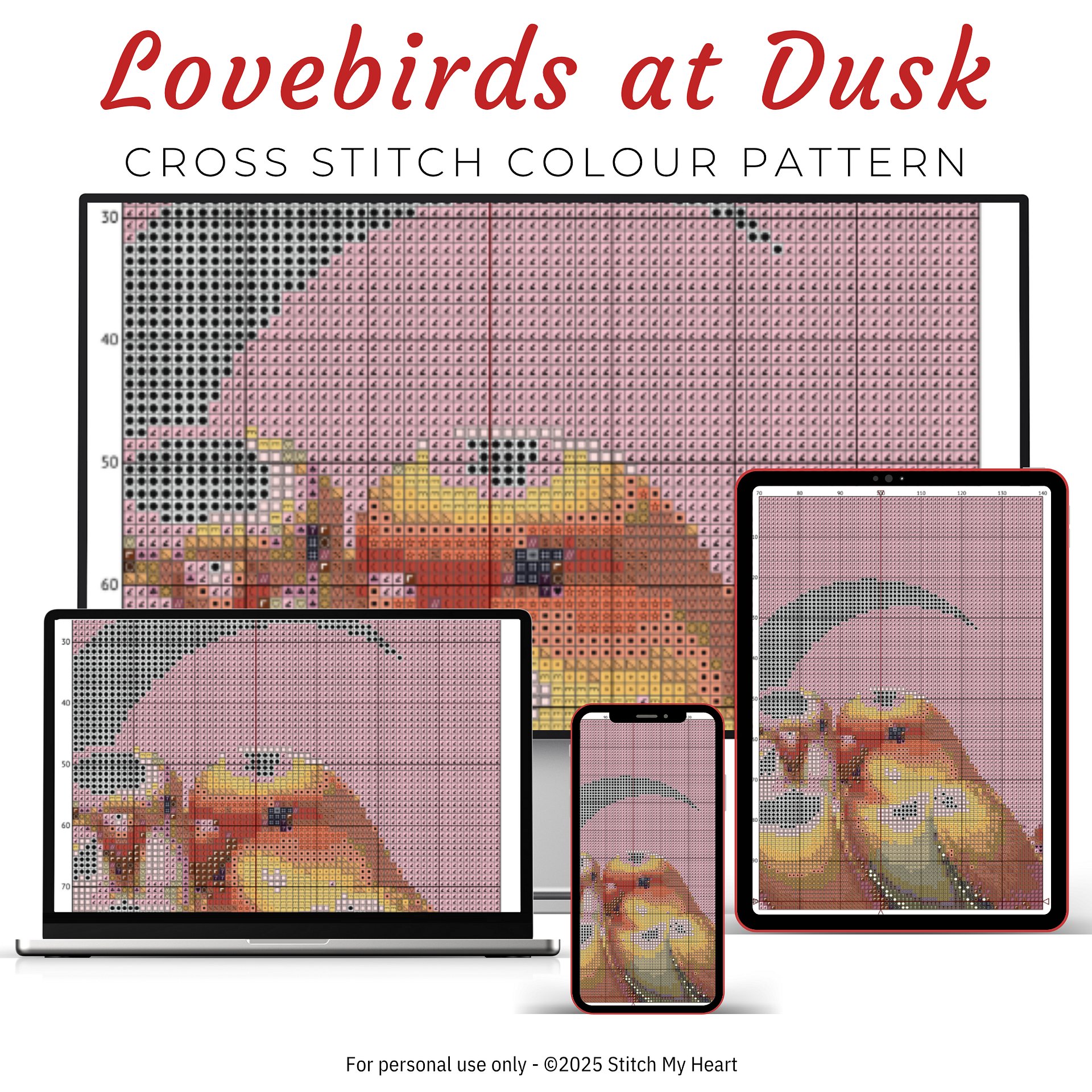 Lovebirds at Dusk Cross Stitch Pattern product image (3)