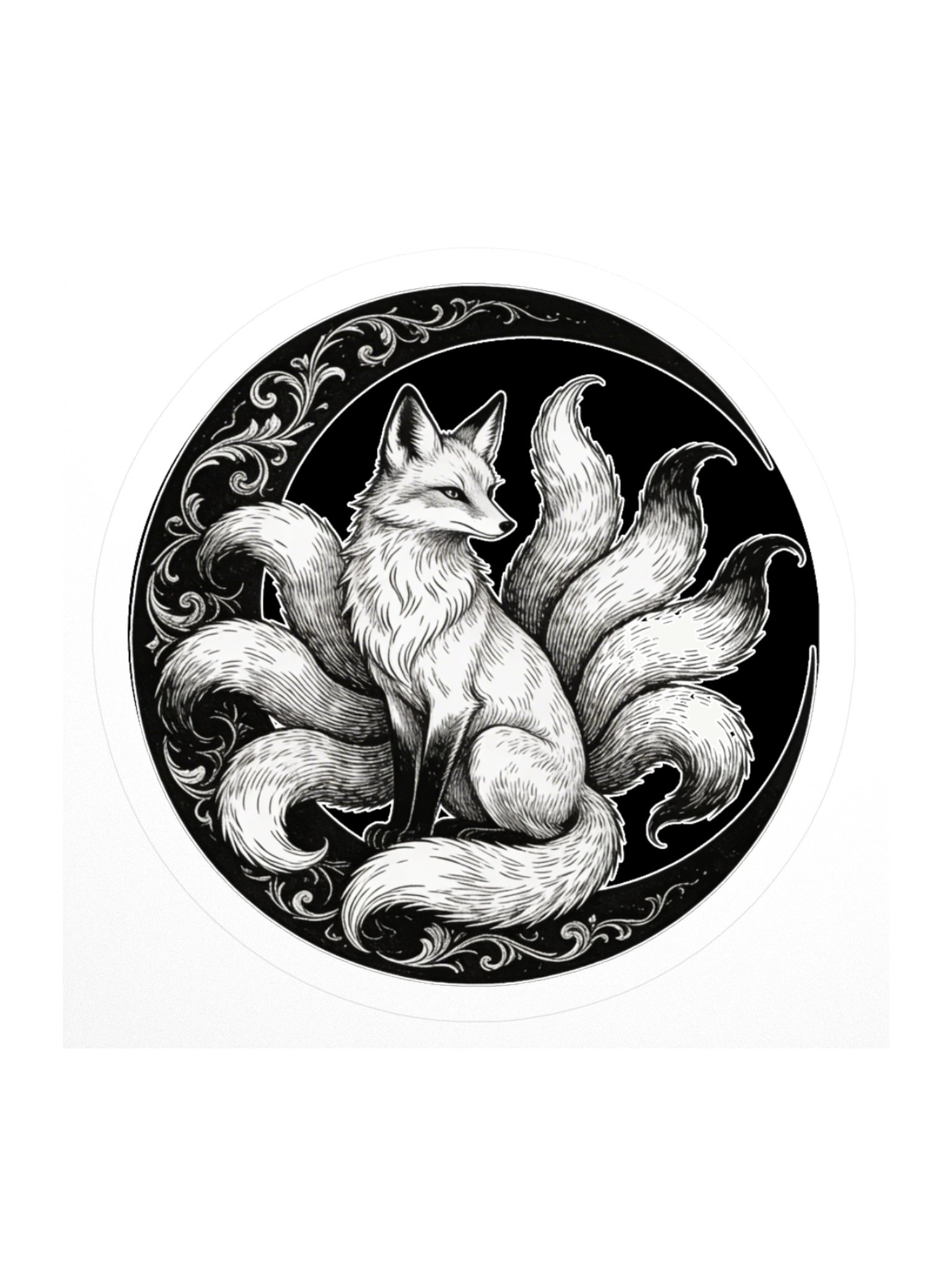 Kitsune Ornate Moon Kiss Cut Sticker product image (3)