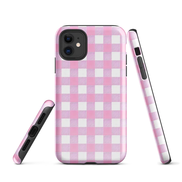 pink gingham i phone case product image (1)