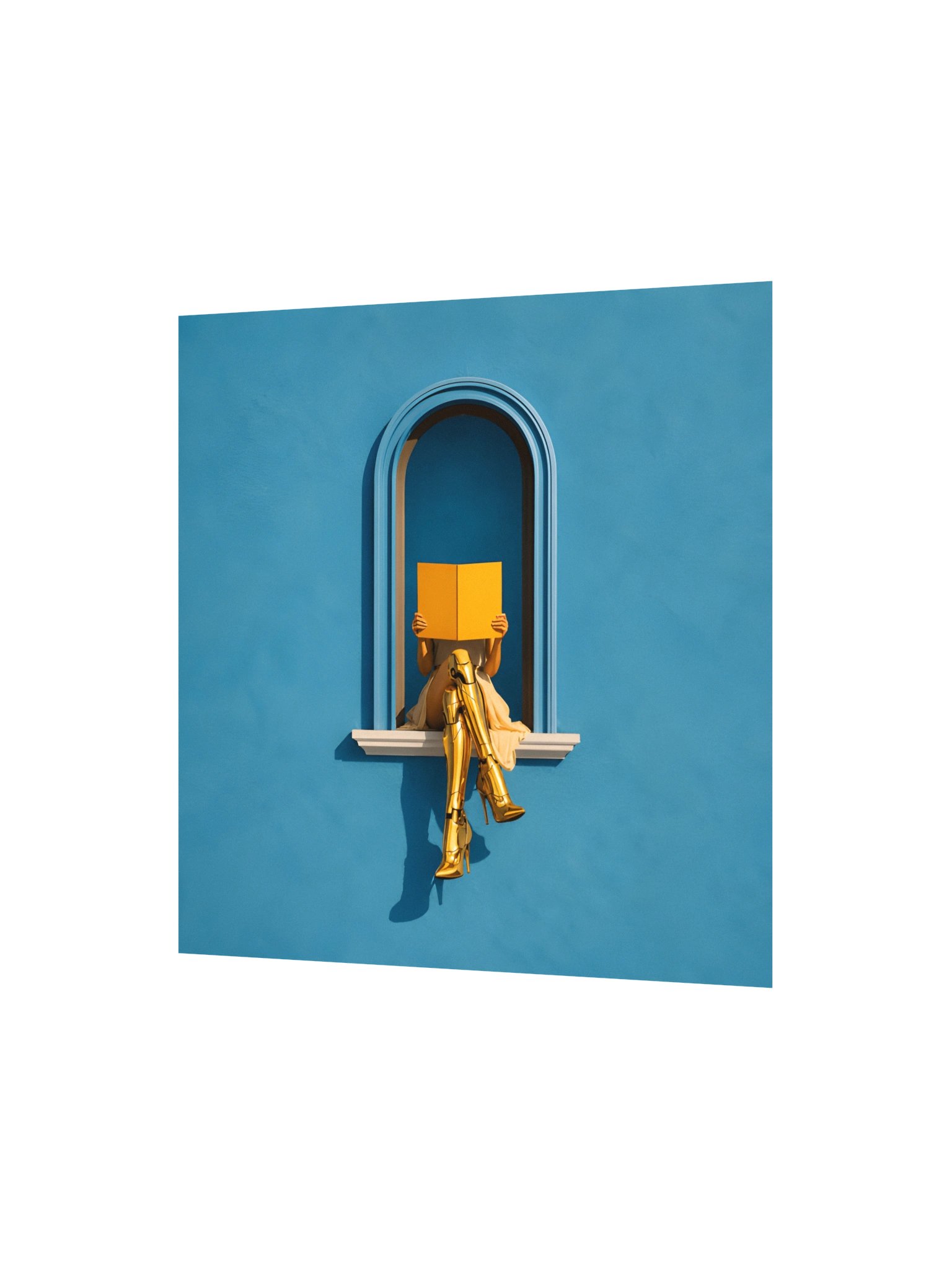 Golden Boots & Yellow Book | Minimalist Surreal Wall Art product image (3)