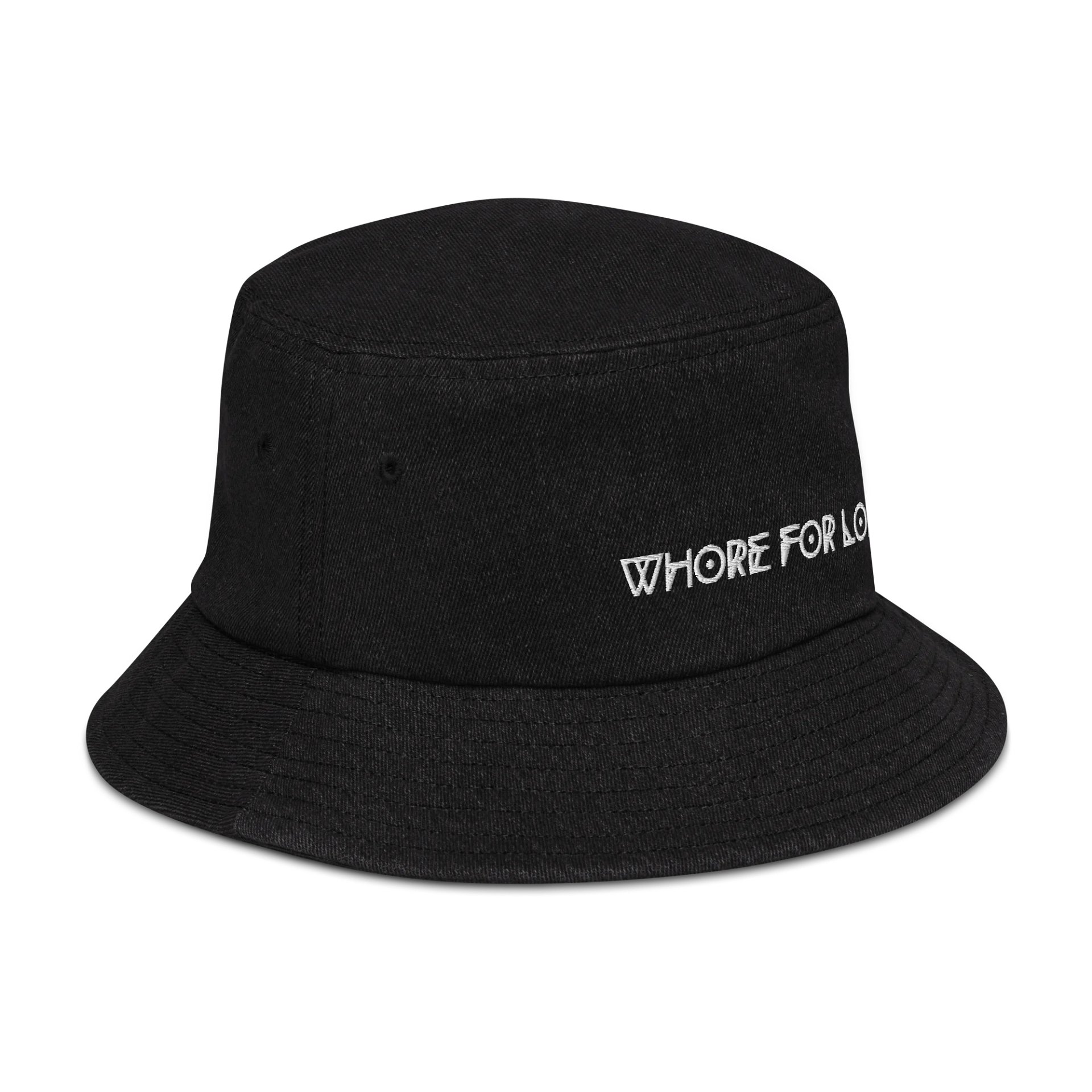 Whore for Lore Embroidered Denim Bucket Hat product image (5)