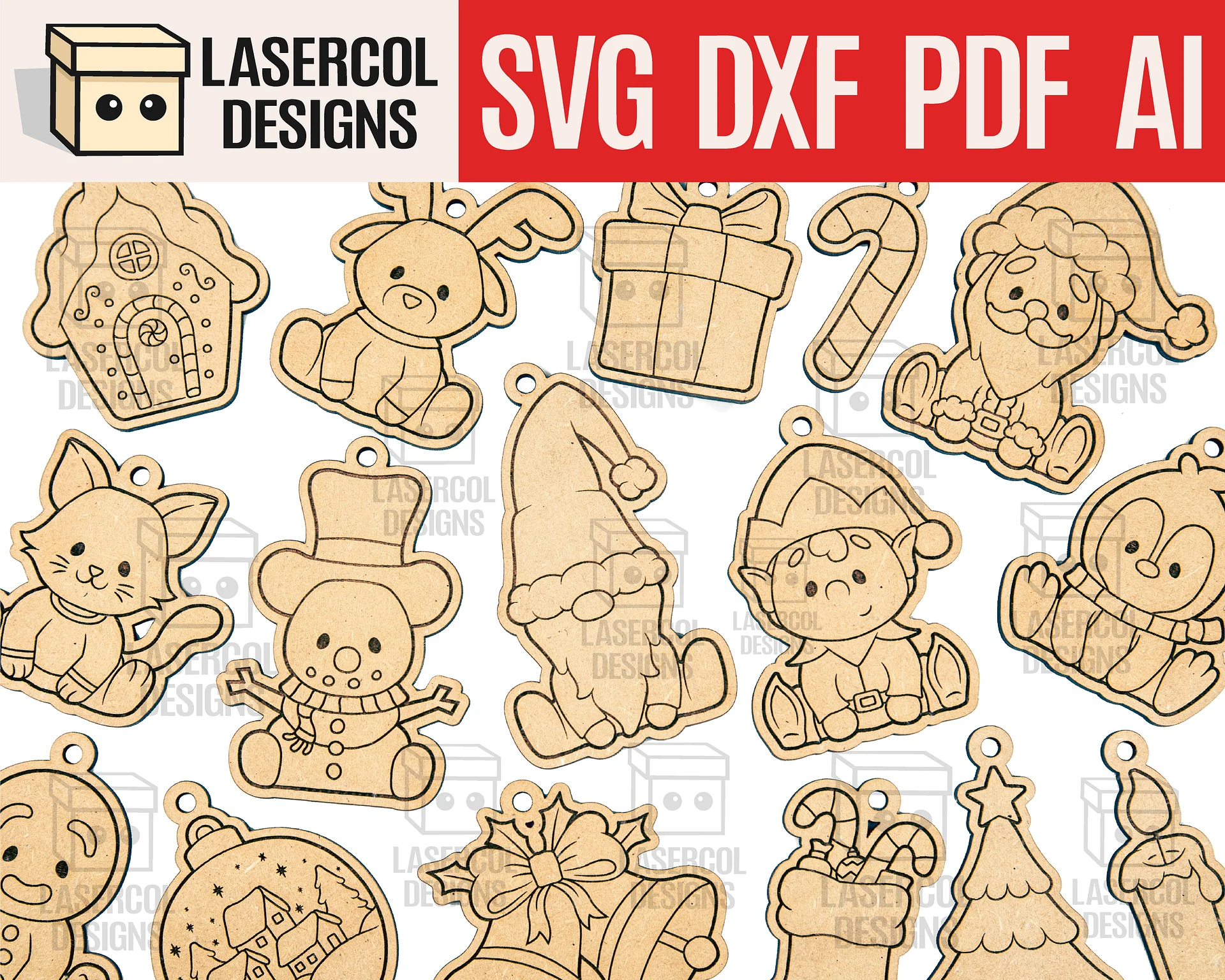 Christmas Ornaments Bundle Set 1 (+60) - Laser Cut Files product image (4)