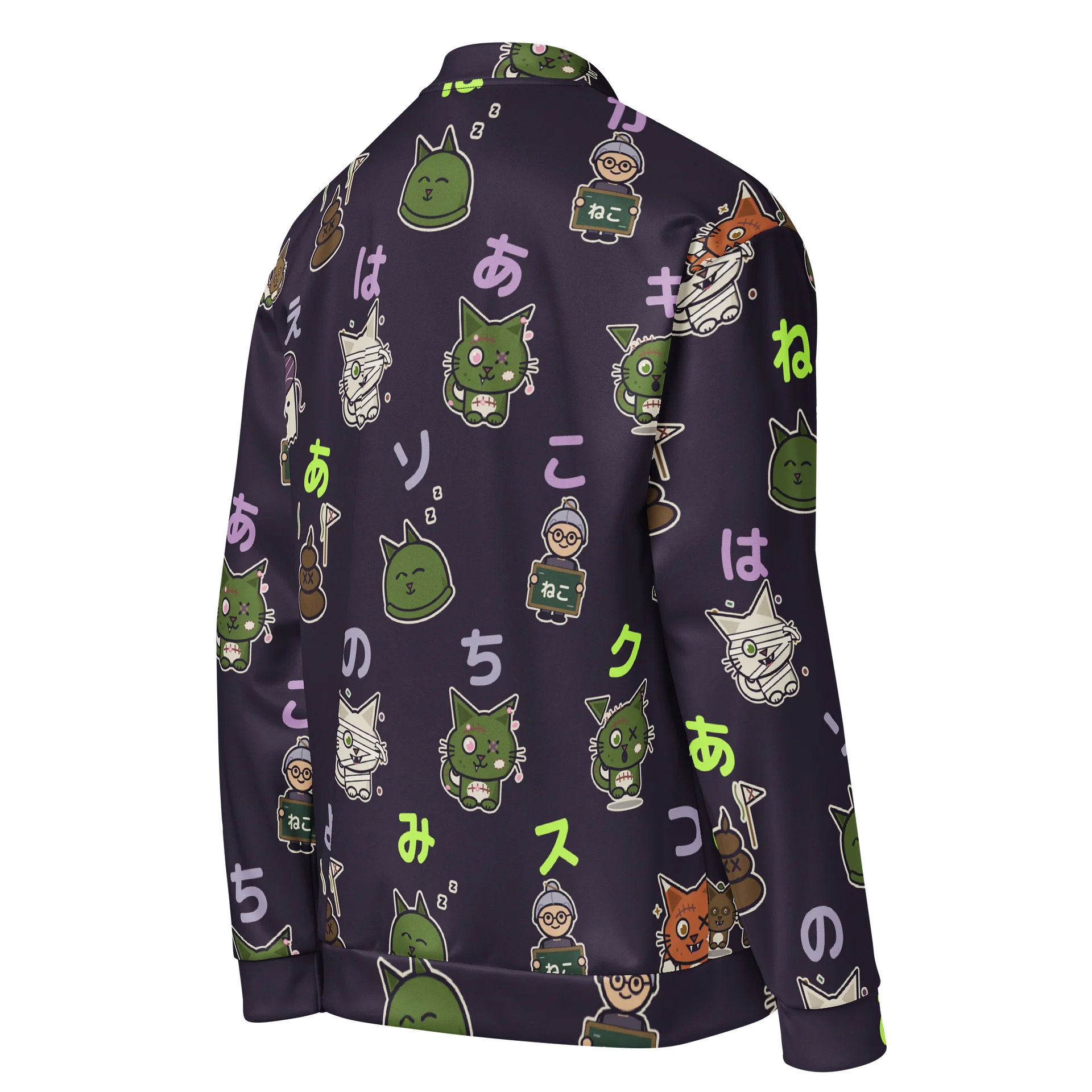 Zombie Cat Kana All-Over Print Bomber Jacket product image (4)