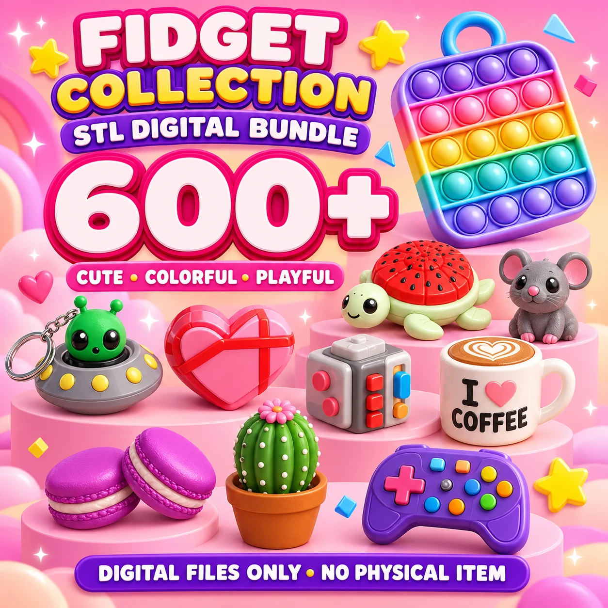 600+ Fidget Clicker STL Bundle product image (1)