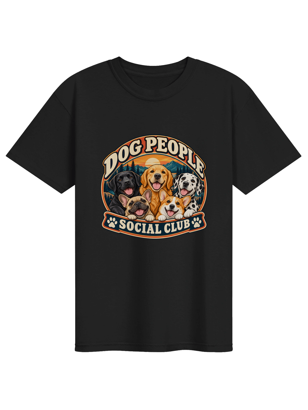 Dog People Social Club vintage heavyweight T-shirt featuring five dogs