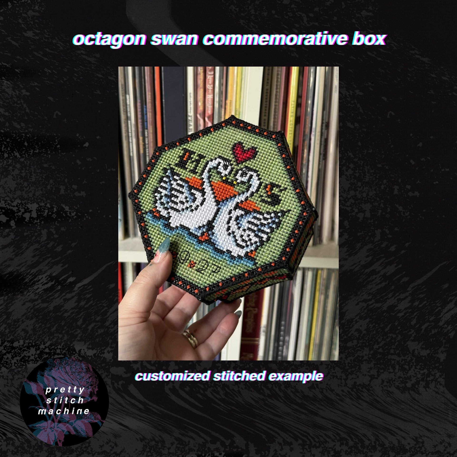 Commemorative Swan Keepsake Octagon Box Plastic Canvas Pattern product image (1)