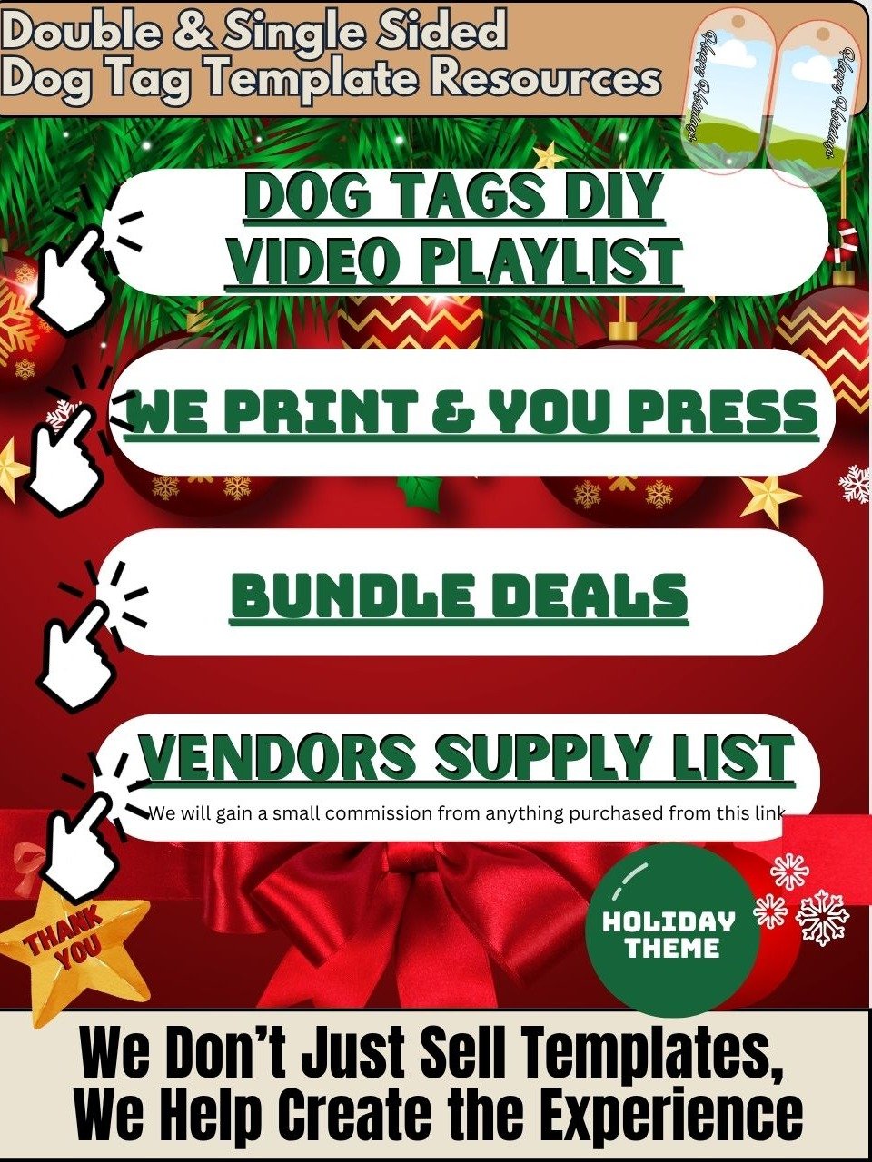 50 Editable Holiday Dog Tag Templates with 60 Bonus Memorial Background Templates - Editable in Canva - DIY Video Playlist Included product image (3)
