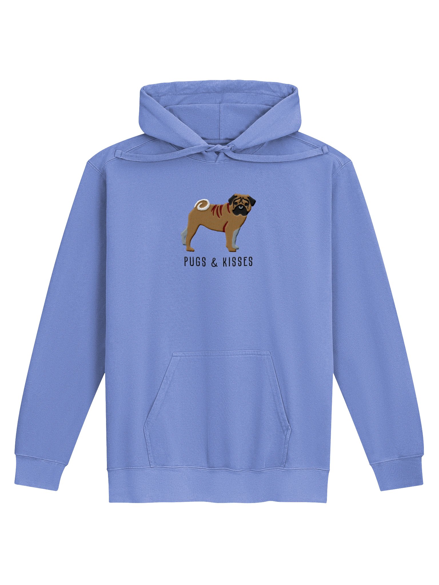 Pugs and Kisses Premium Hoodie (Embroidered) of a Pug(Fawn) product image (2)