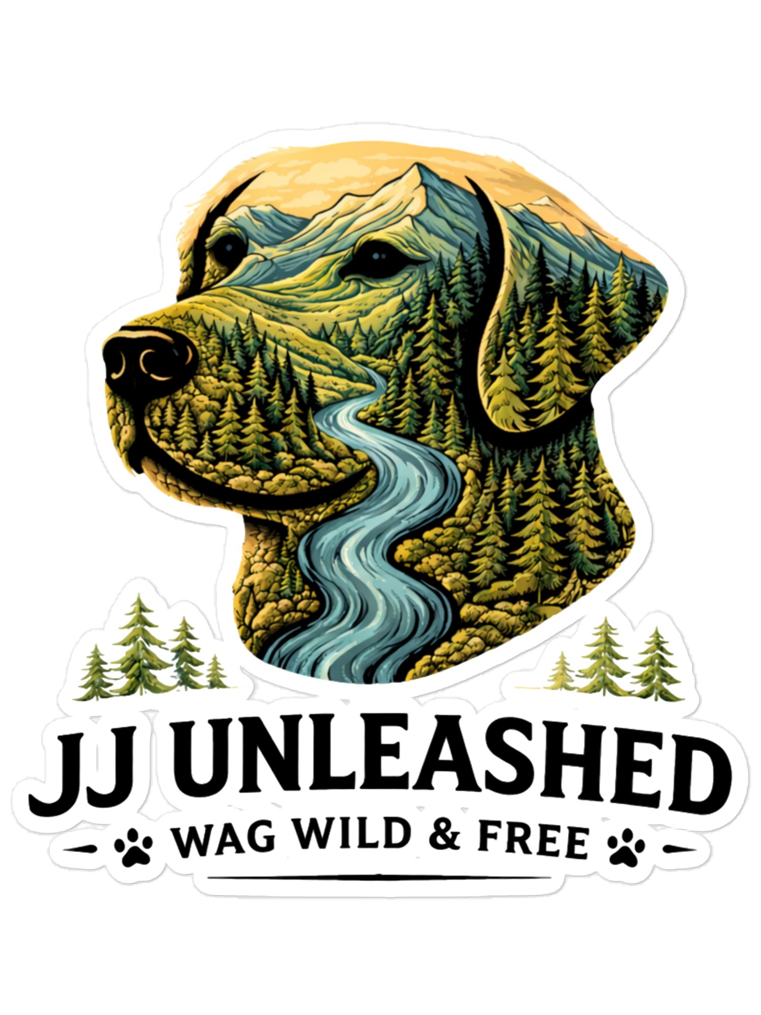 JJ Unleashed River Dog Sticker – Wag Wild & Free product image (1)