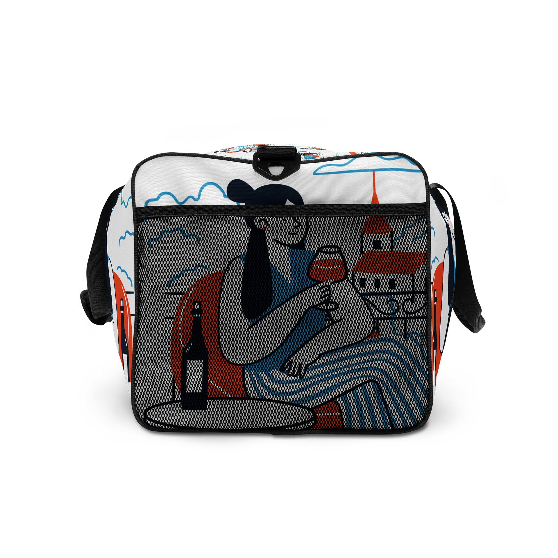 Mediterranean-Inspired Illustrated Duffle Bag product image (8)