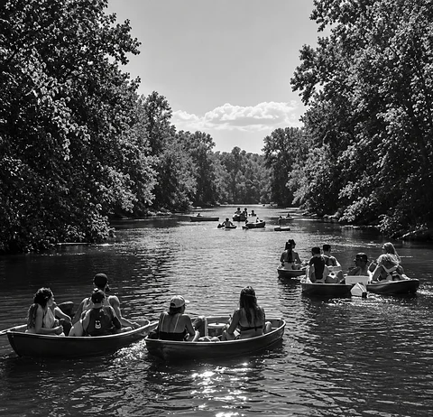 People floating on a river