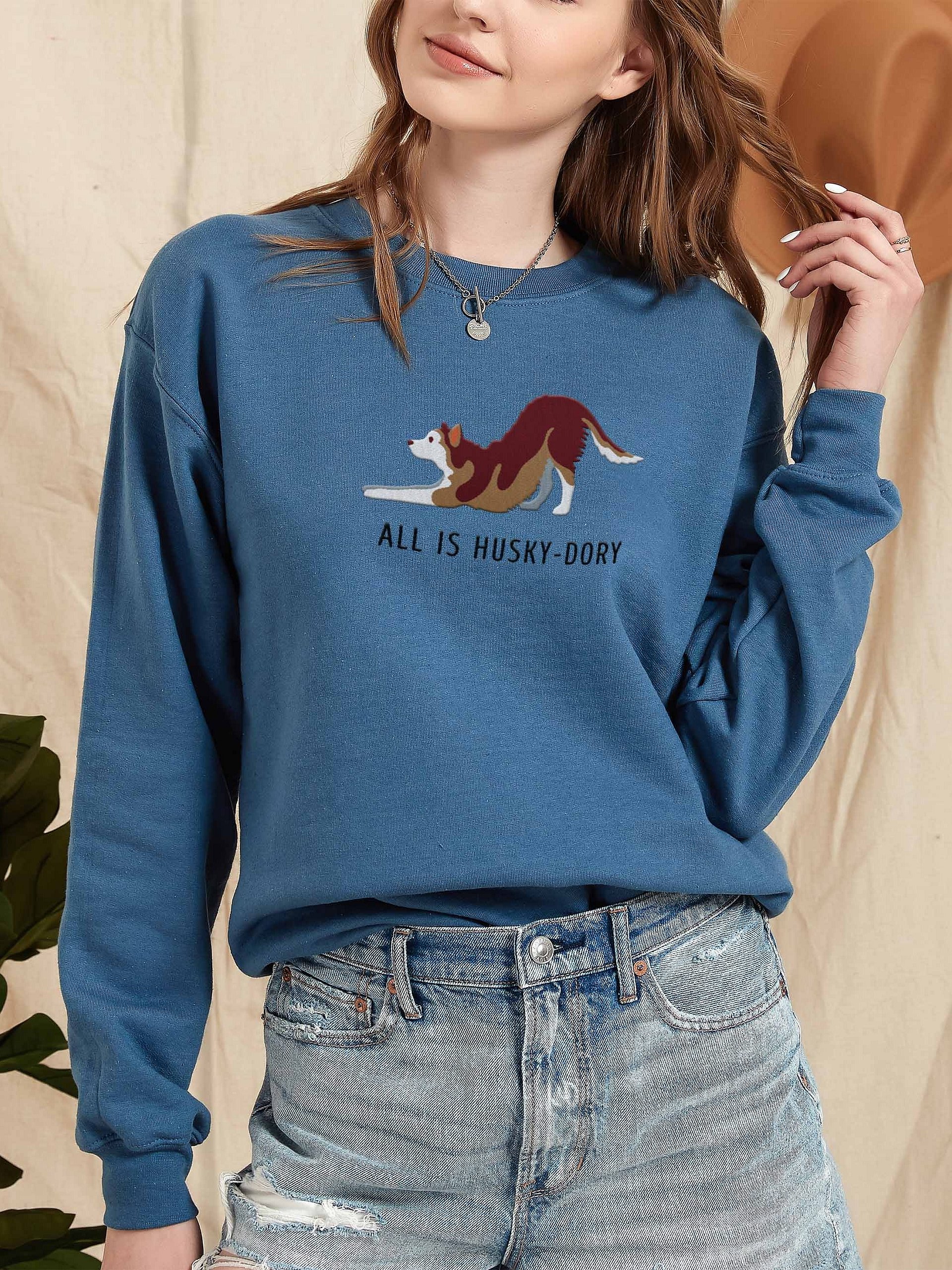 All Is Husky-Dory Sweatshirt (Embroidered) of a Siberian Husky(Red) product image (2)
