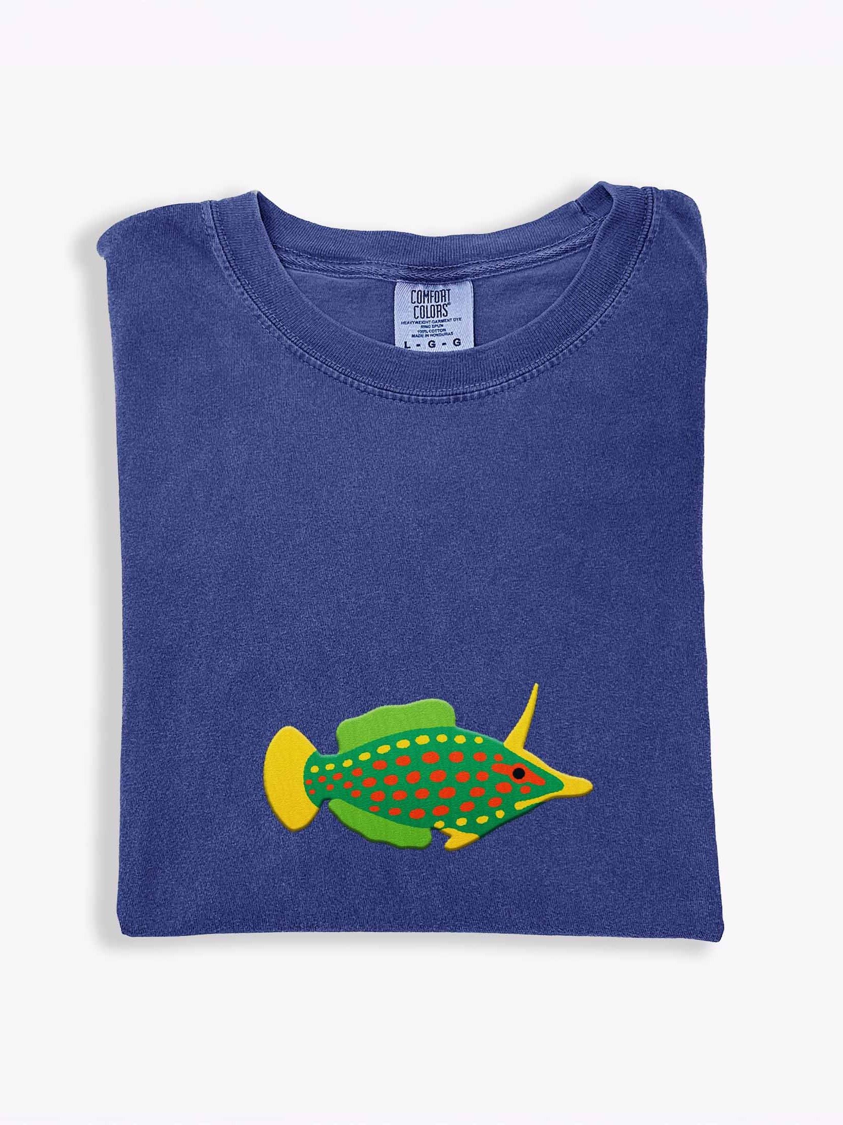 Orange-Spotted Filefish Embroidered Shirt | Reef Aquarium Fish Embroidery Tee | Saltwater Marine Fish Apparel product image (1)