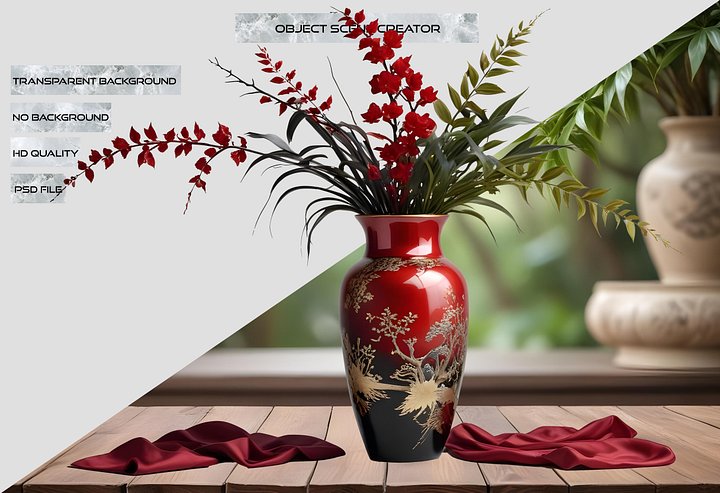 Chinese Porcelain Vase – Dramatic Red and Gold Elegance PNG product image (2)