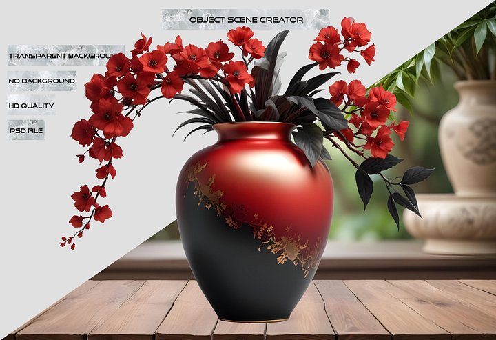 Chinese Porcelain Vase – Red and Black Gradient Elegance PNG product image (2)