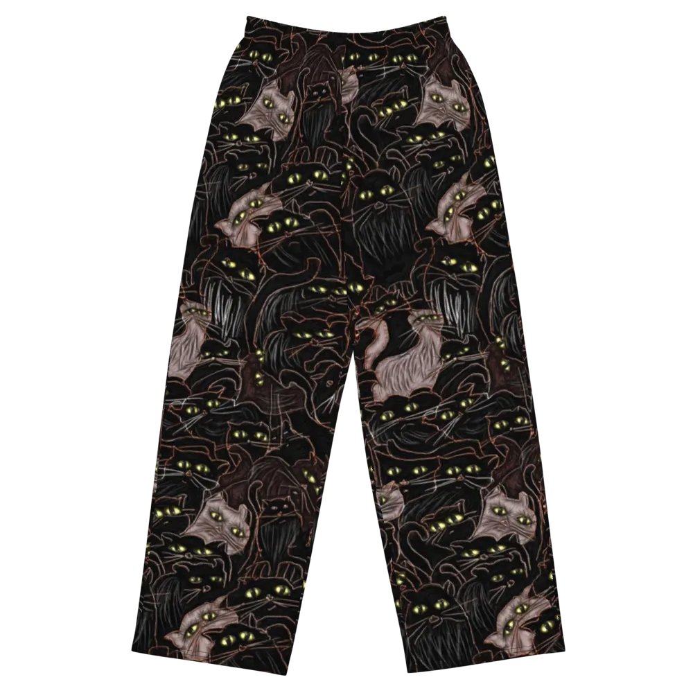 Black Cats Pattern Wideleg Pants product image (2)