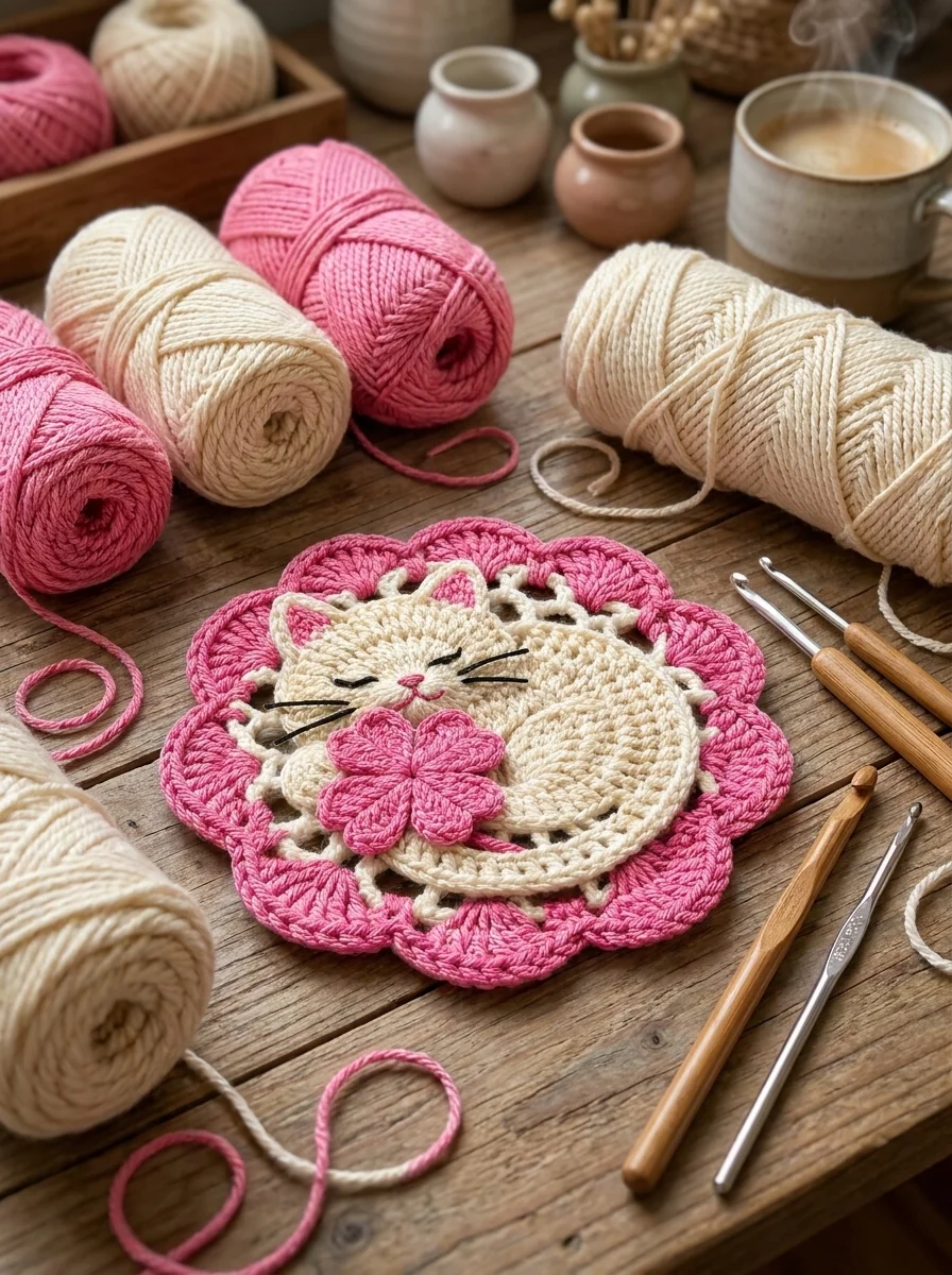 Sleeping Cat Crochet Coaster Pattern product image (2)