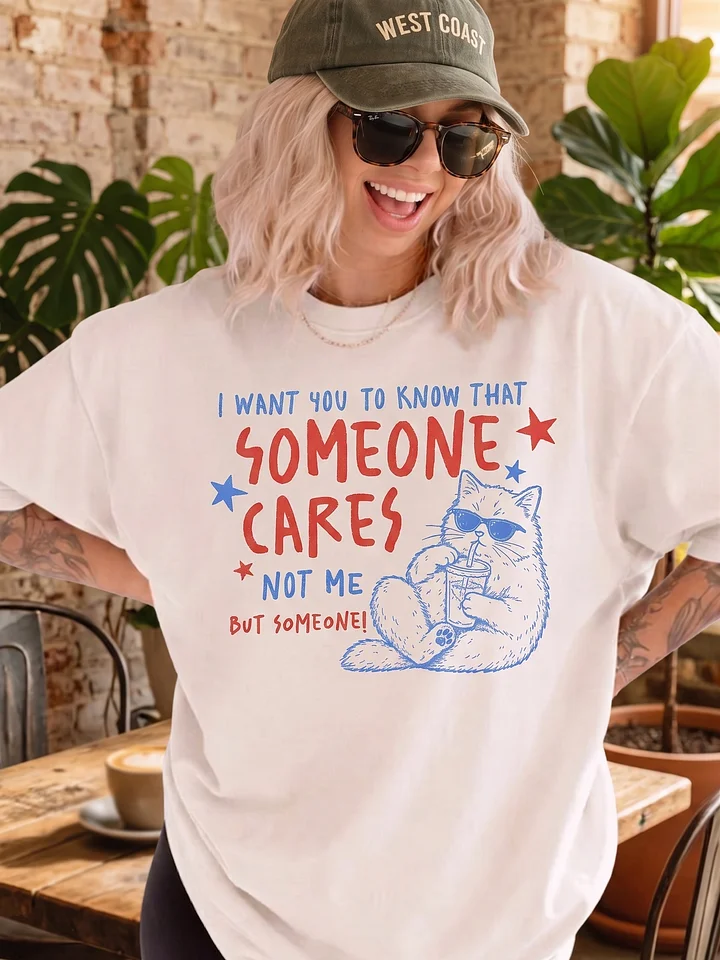 SOMEONE CARES Cat Sunglasses Graphic Tee product image (2)