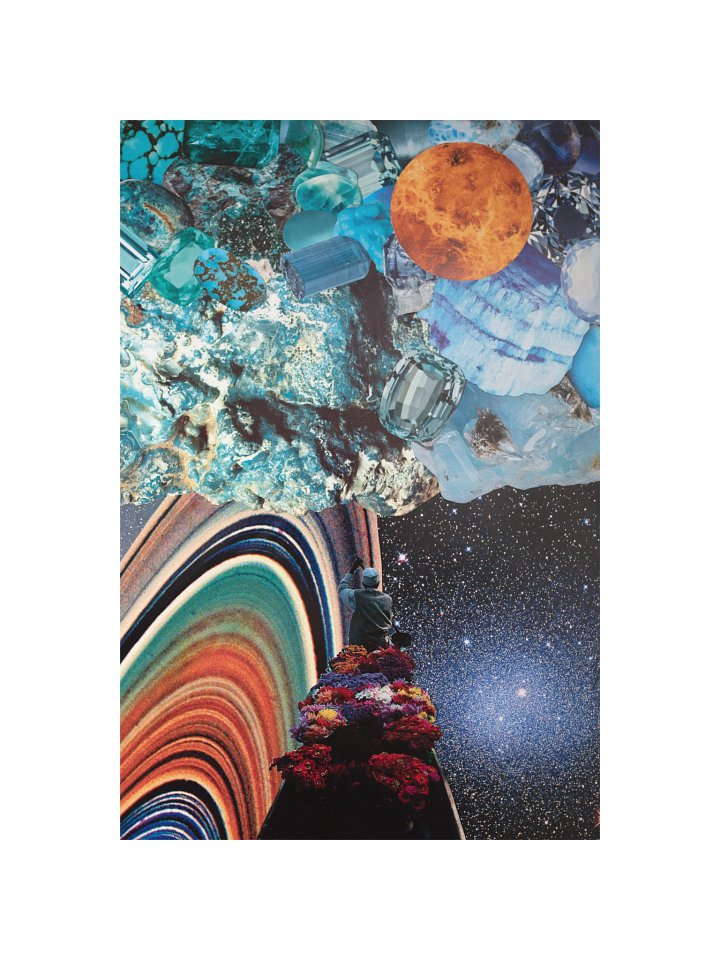 "celestial salesman" 12"x18" collage print product image (1)
