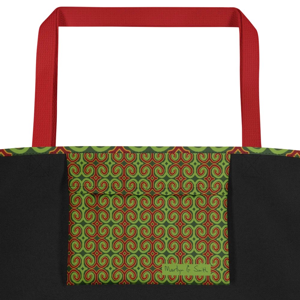 Red & Green Christmas Swirls Large Tote Bag product image (4)