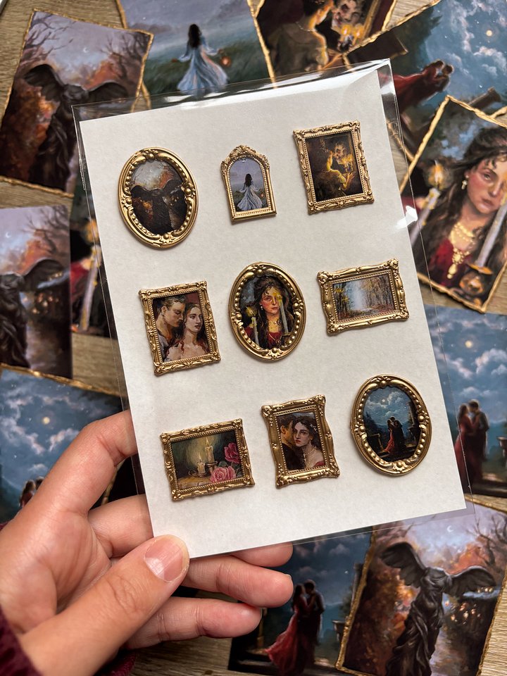 Gothic Romance Full Handmade Sticker Sheet- Pack of 9 product image (1)