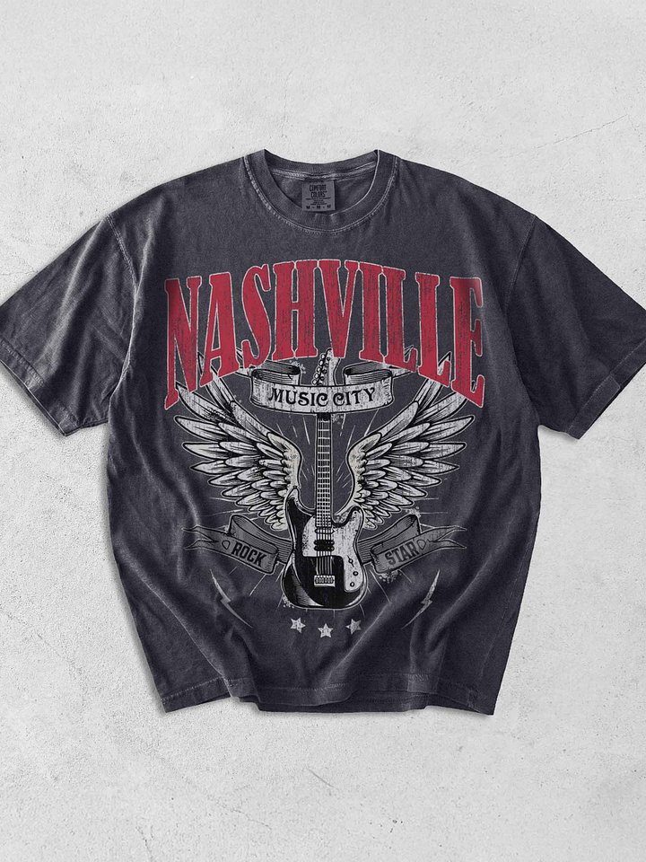 Nashville Music City Shirt – Vintage Guitar Rock Star Graphic Tee Tennessee product image (1)
