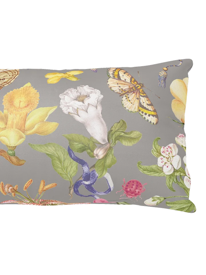 Vintage-Inspired Floral & Butterfly All-Over Print Pillow – Gray product image (6)