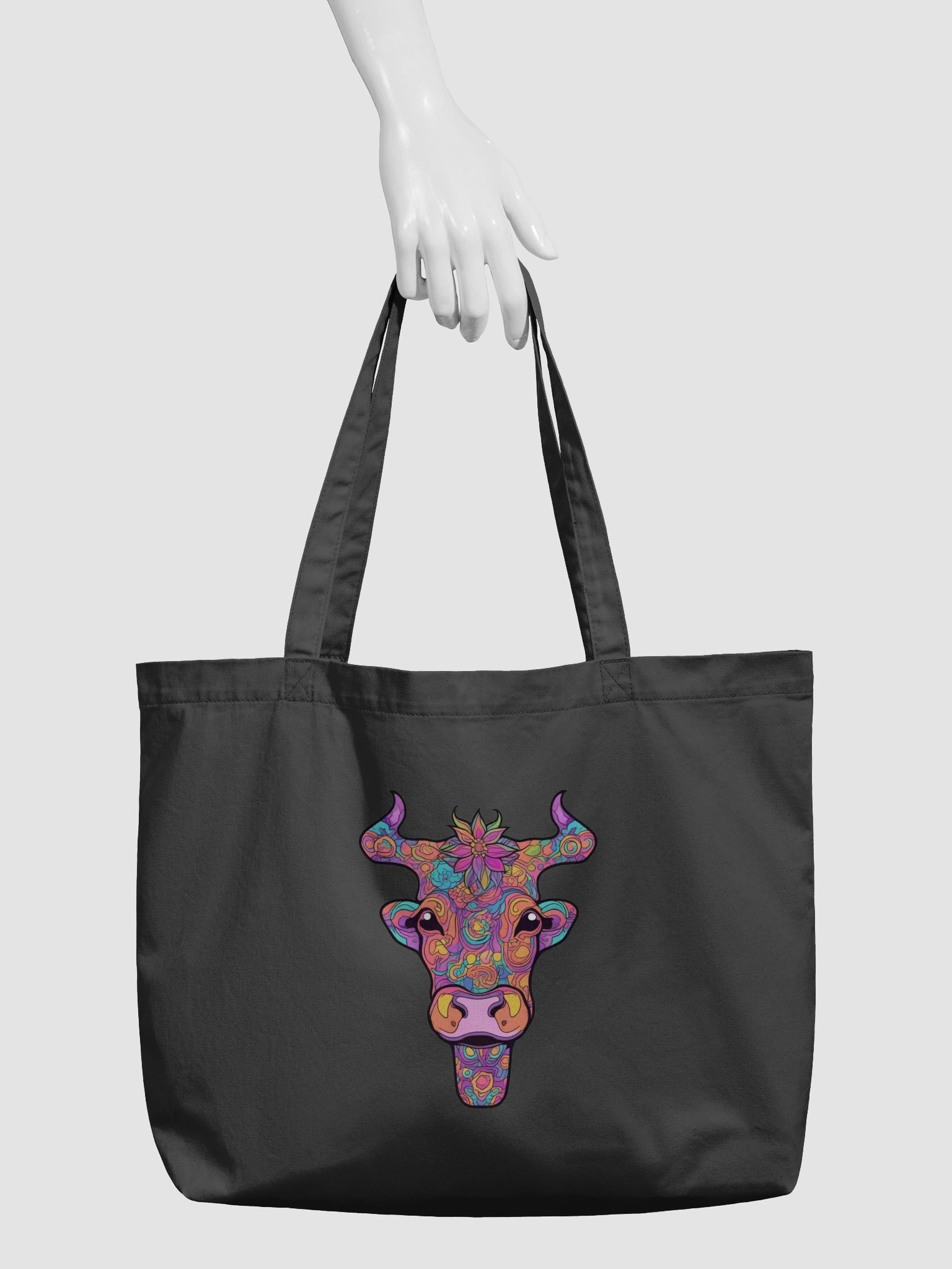 Floral Cow Face - Eco-conscious Organic Cotton Tote product image (4)