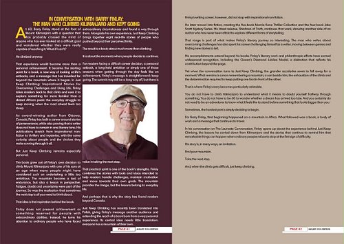 I’m very proud to have an article appearing in the Africa Laureate Magazine.