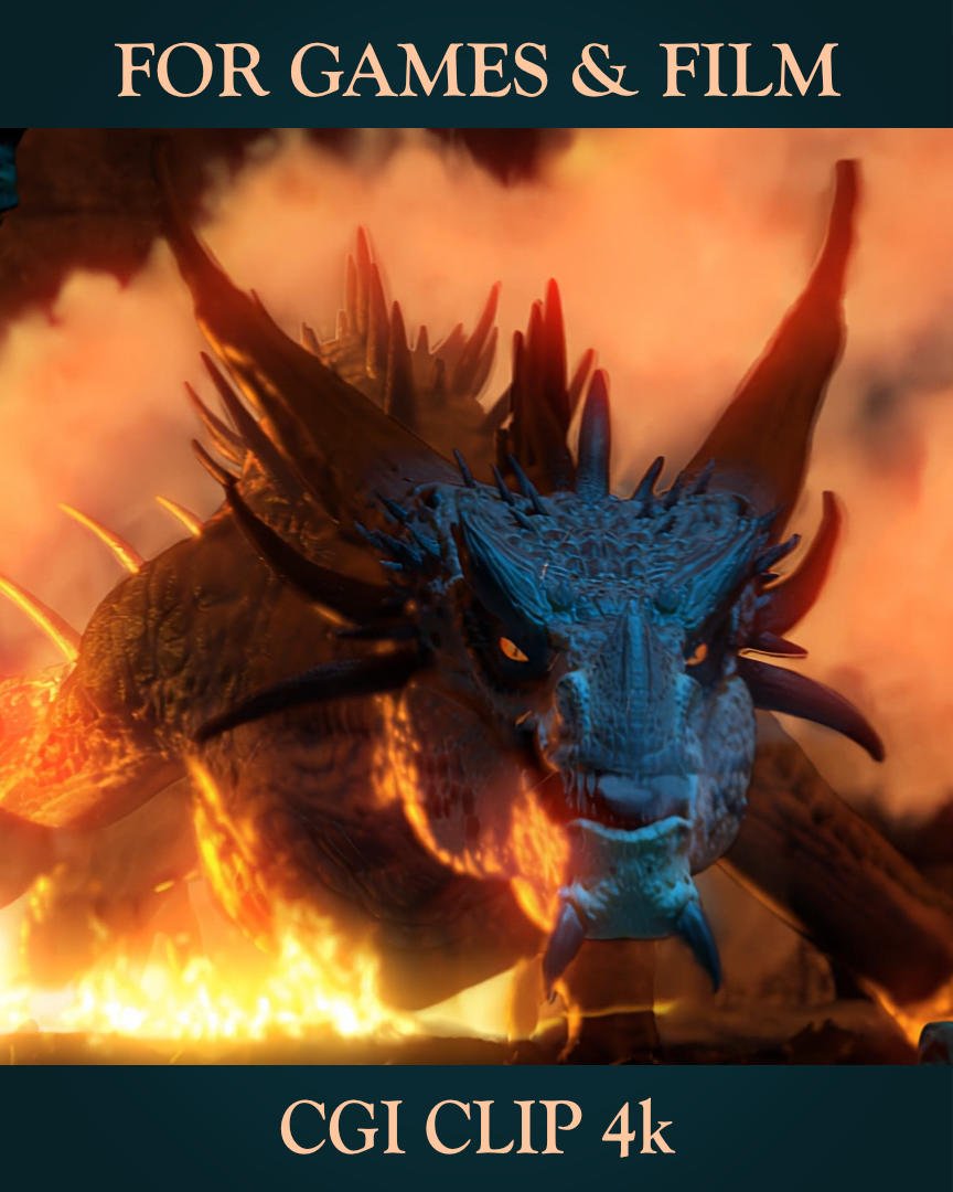 Fire-Breathing Dragon – Hand-Animated 3D Clip (4K UHD) product image (1)