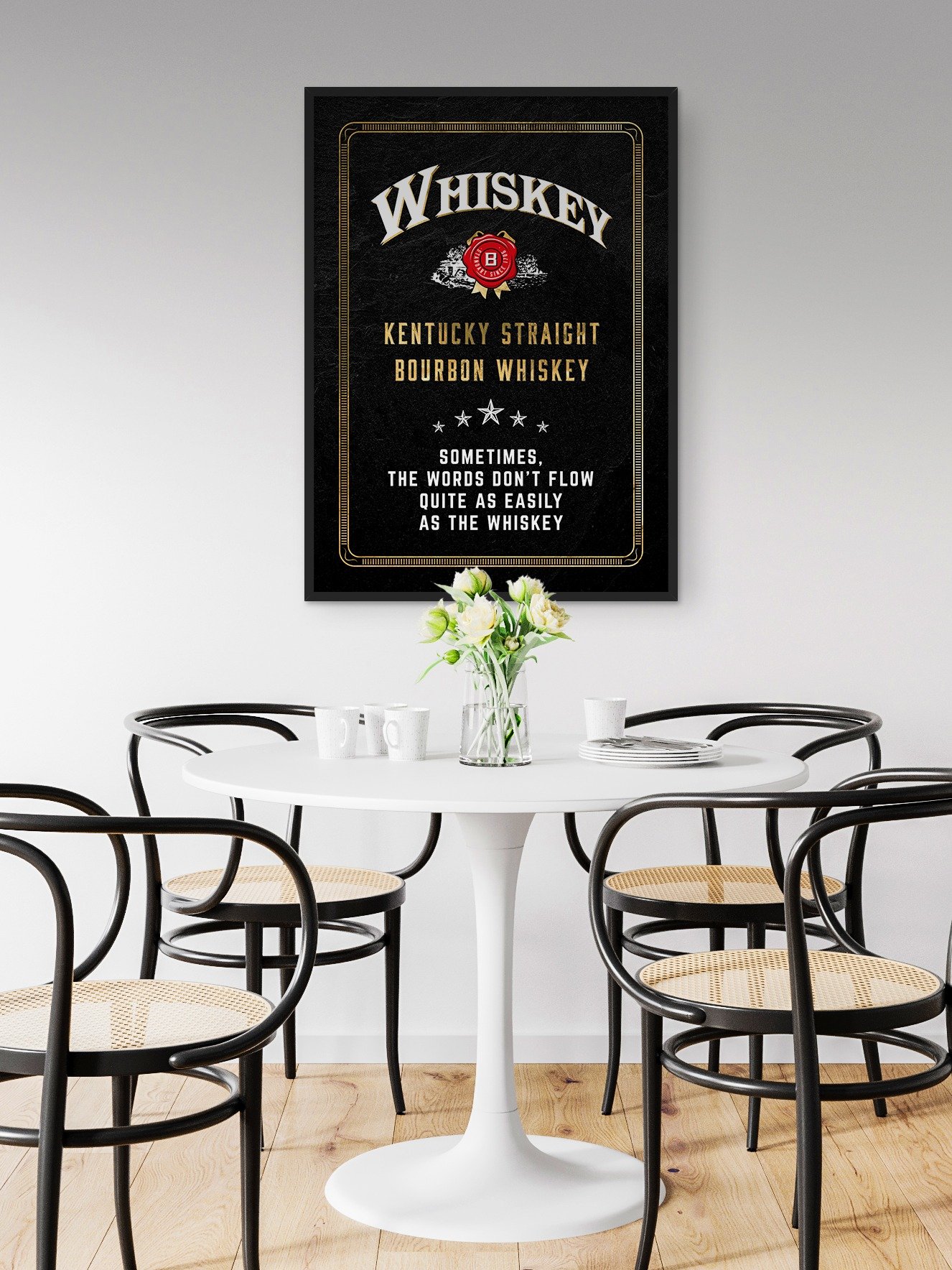Sometimes, the words don't flow quite as easily as the Whiskey / Jim Beam — Whiskey gold blackboard art deco poster with quote product image (2)