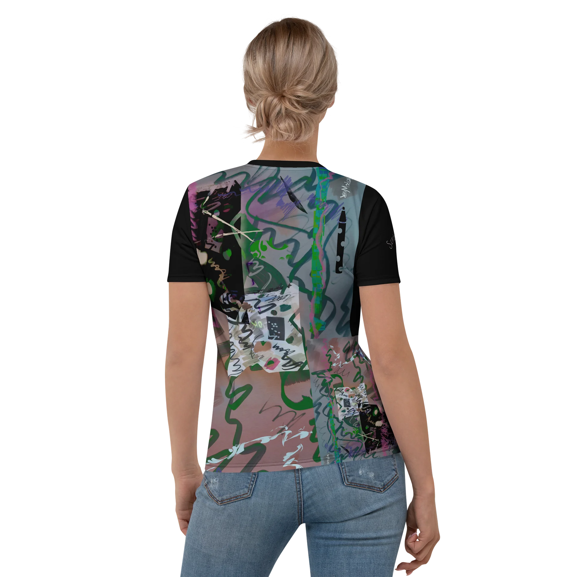 Women's Poly Crew Neck Tee 'Scribble Patches' product image (4)