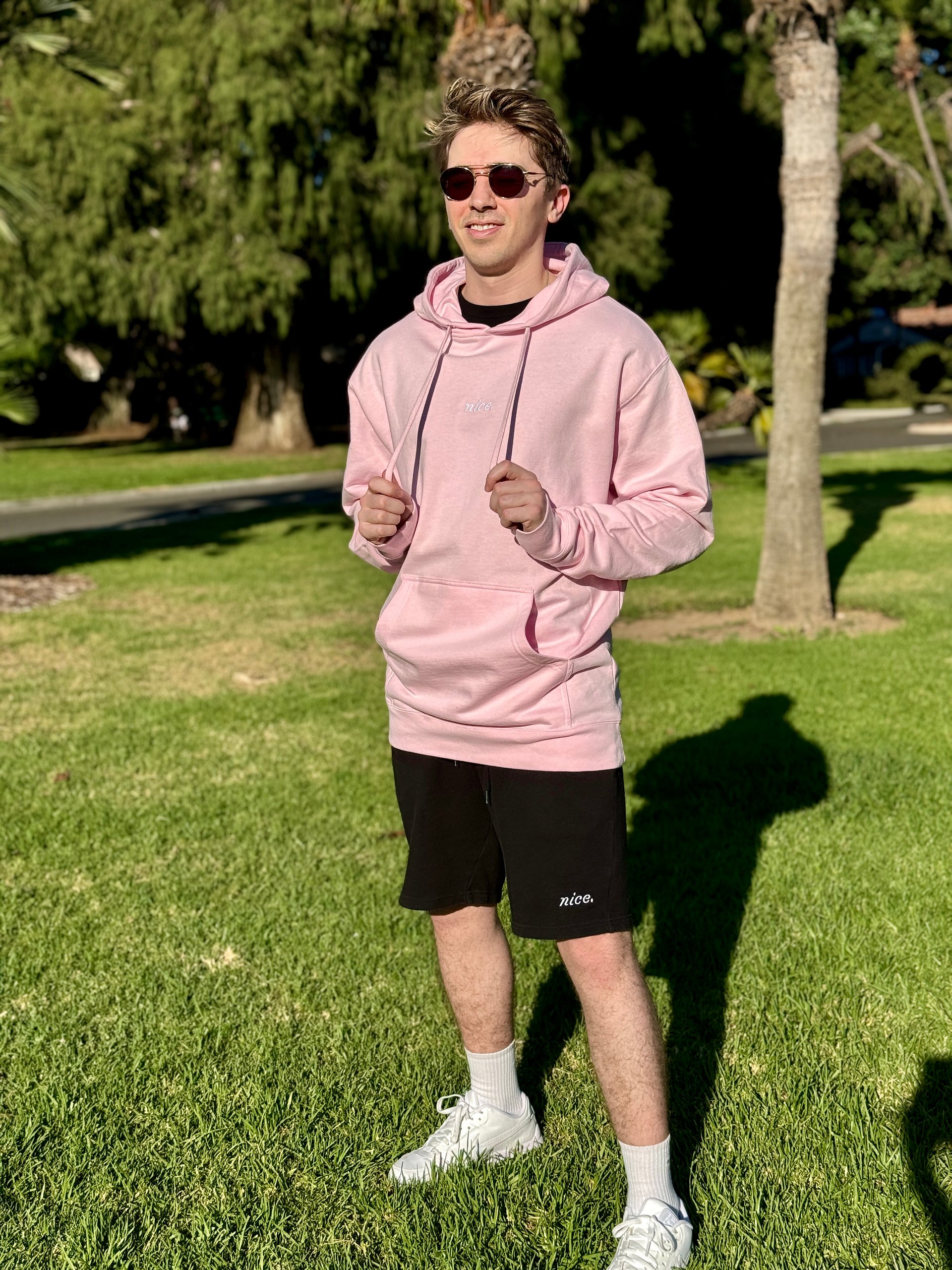Nice. Embroidered Hoodie (Pink/White) product image (5)