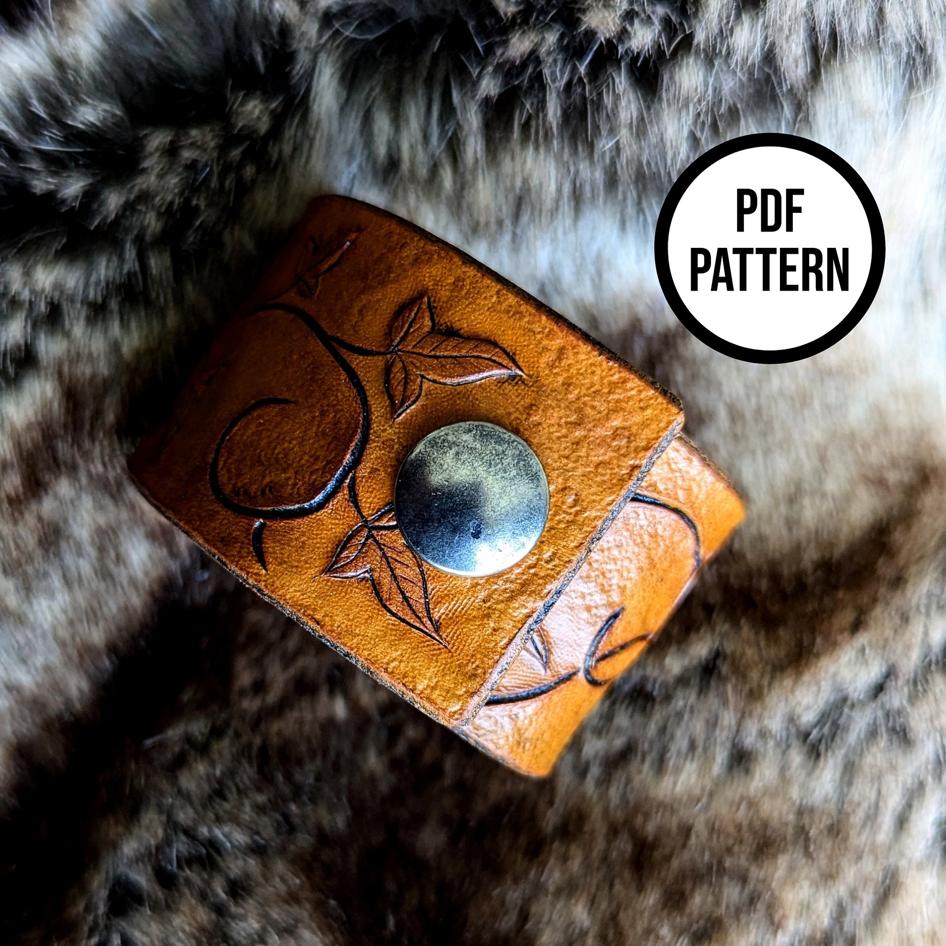 Leather Cuff with Mallorn Leaves - PDF Pattern for Leatherwork product image (2)