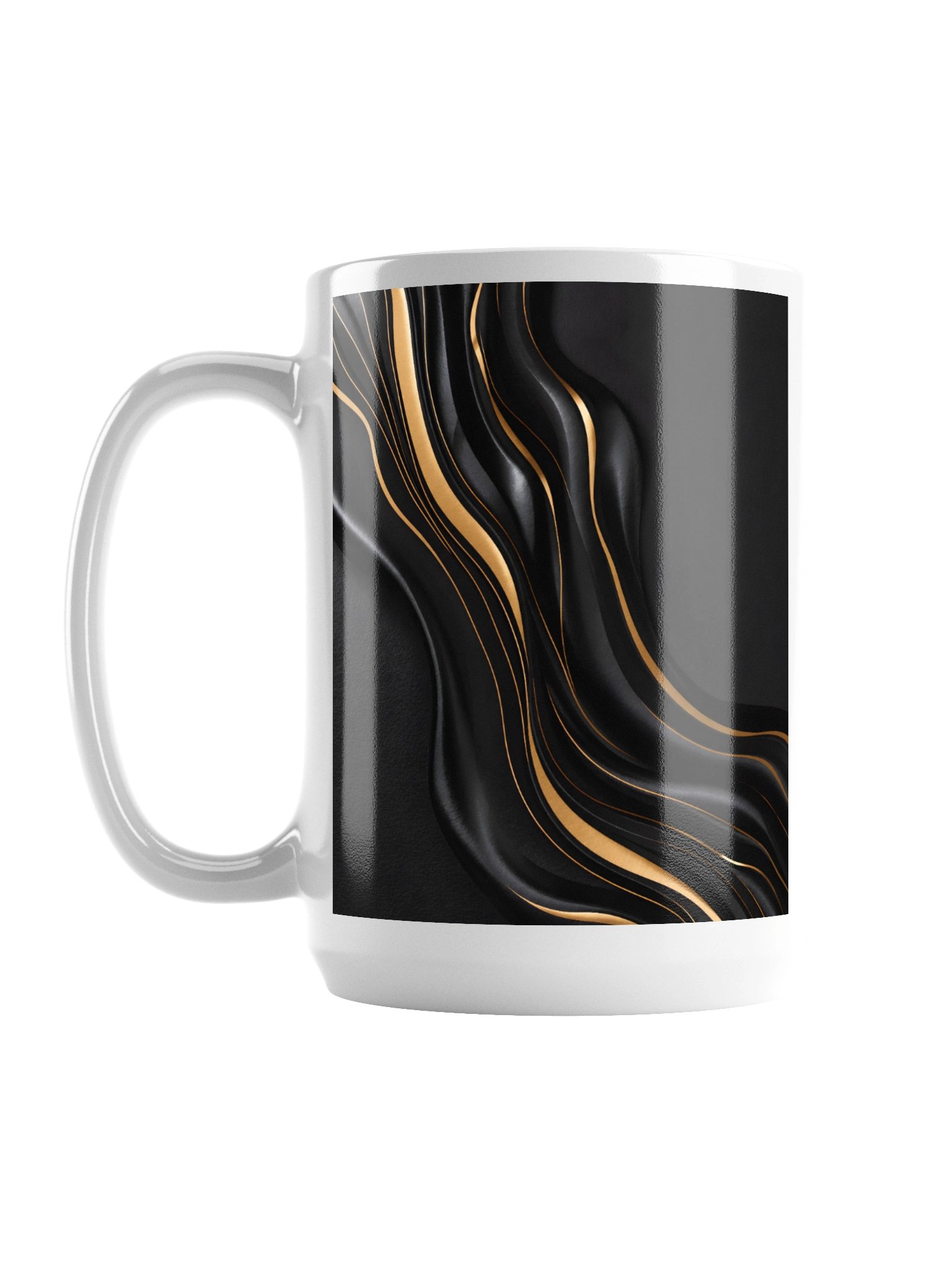 Midnight Gold Flow – Luxury Black & Gold Coffee Cup for Home & Office 15oz product image (1)