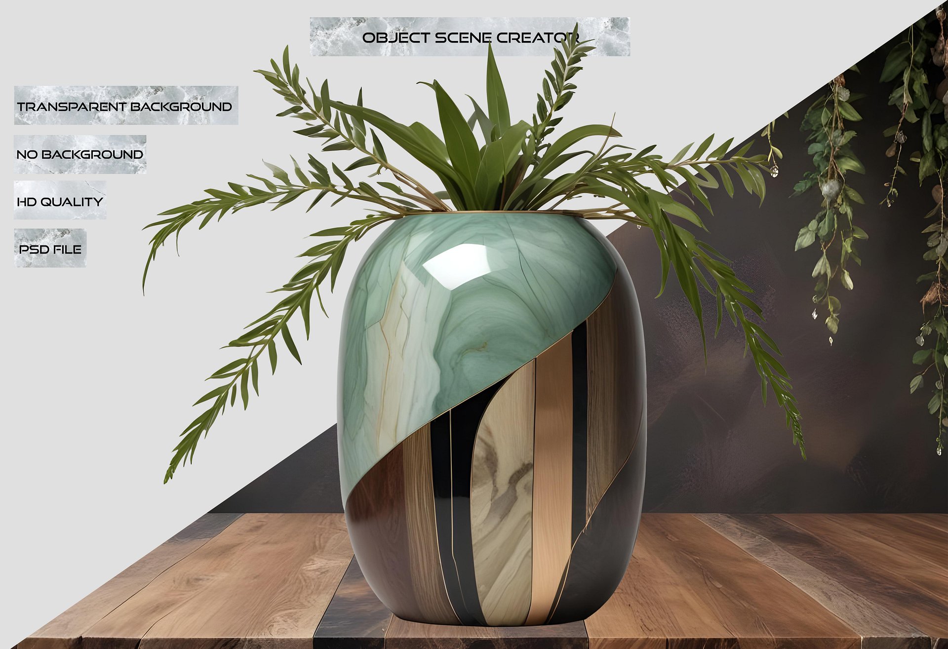 Luxe Botanique – Verdant Harmony Vase PNG product image (2)
